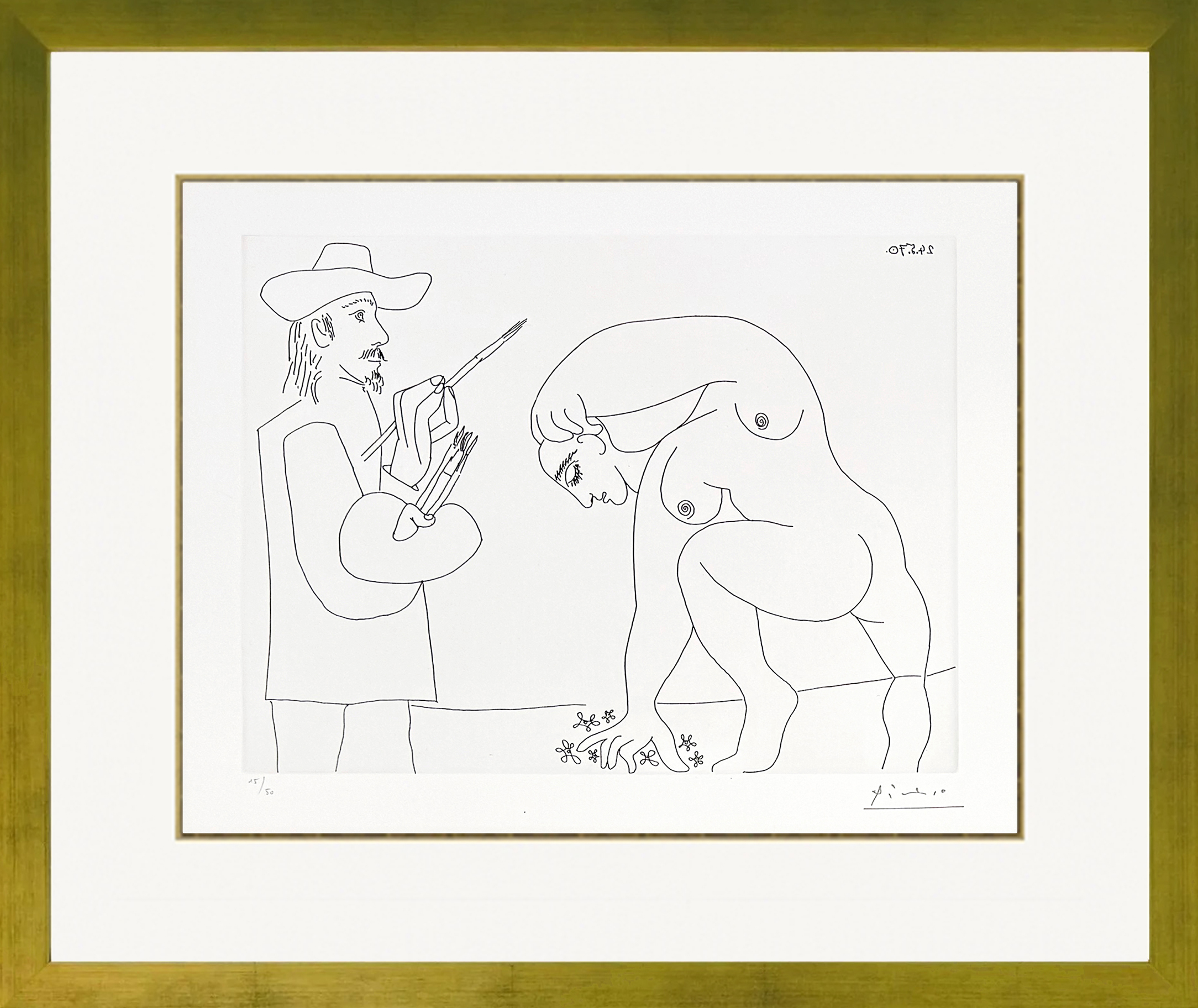 Peintre Et Femme Cueillant Des Fleurs (Bloch 1911, Baer 1917) by Pablo Picasso