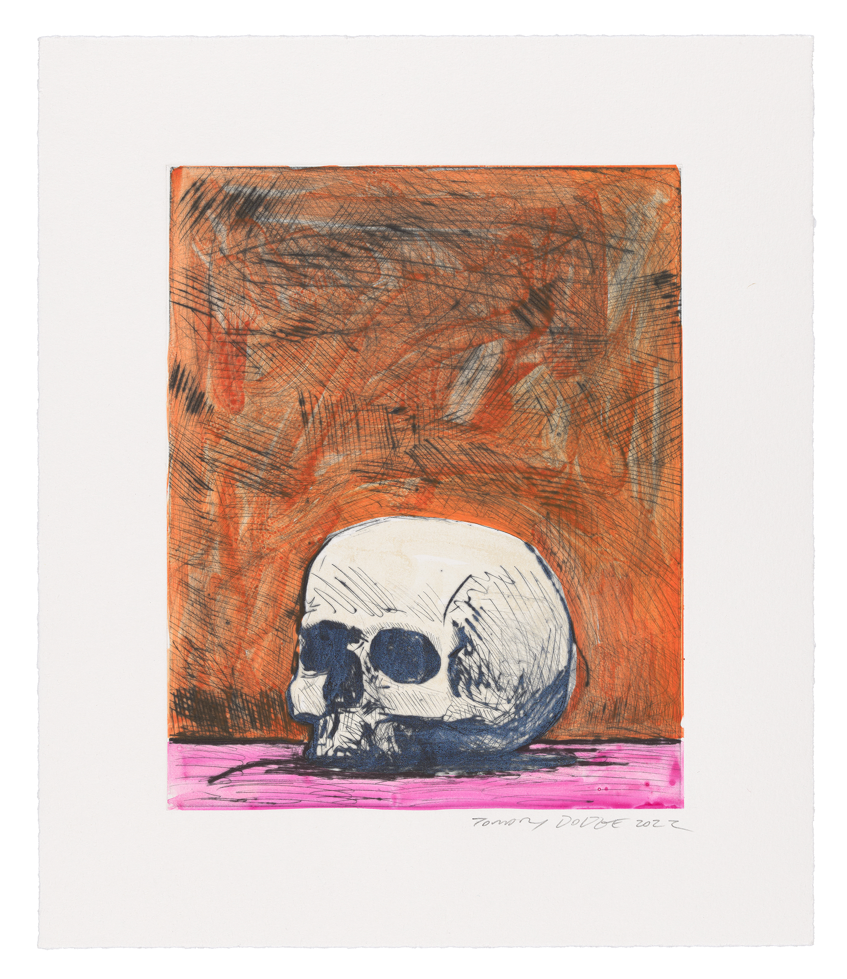 Skull Drypoint Monoprint by Tomory Dodge