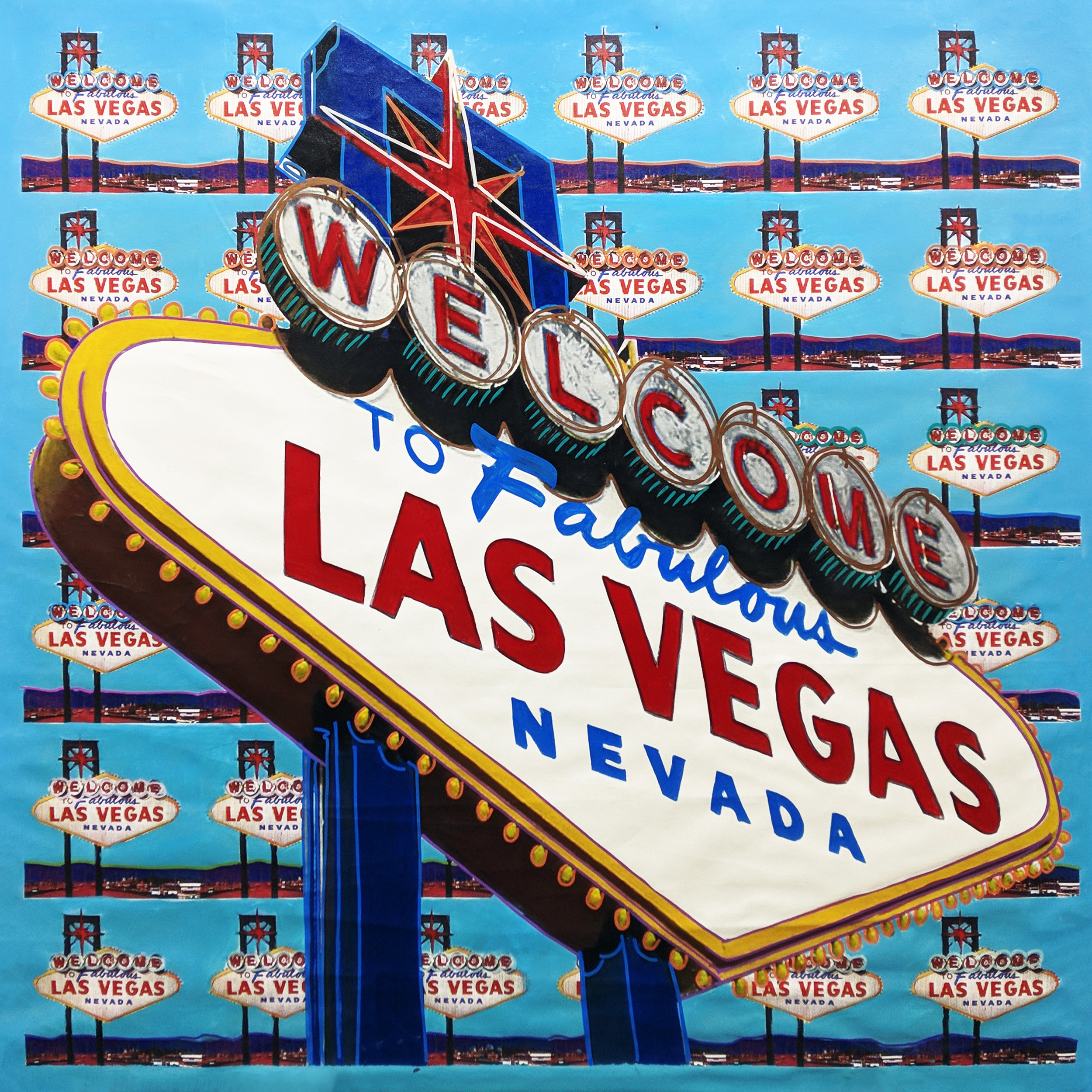 Welcome To Fabulous Las Vegas (large unique painting) by Steve Kaufman