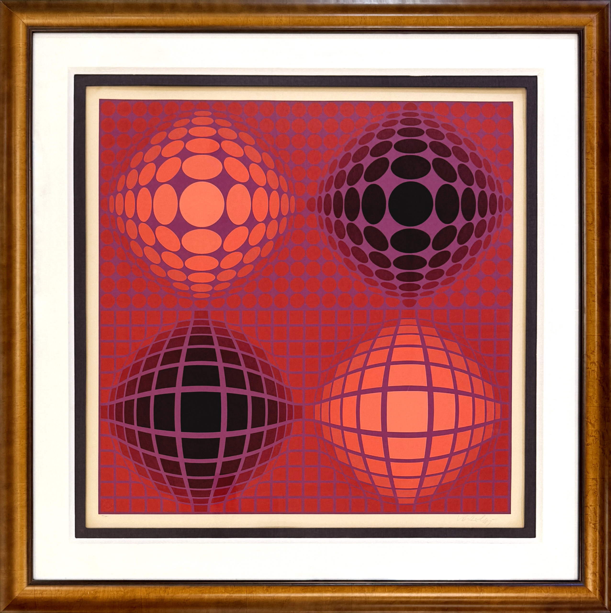 VB-VB-Rouge (framed hand signed serigraph) by Victor Vasarely