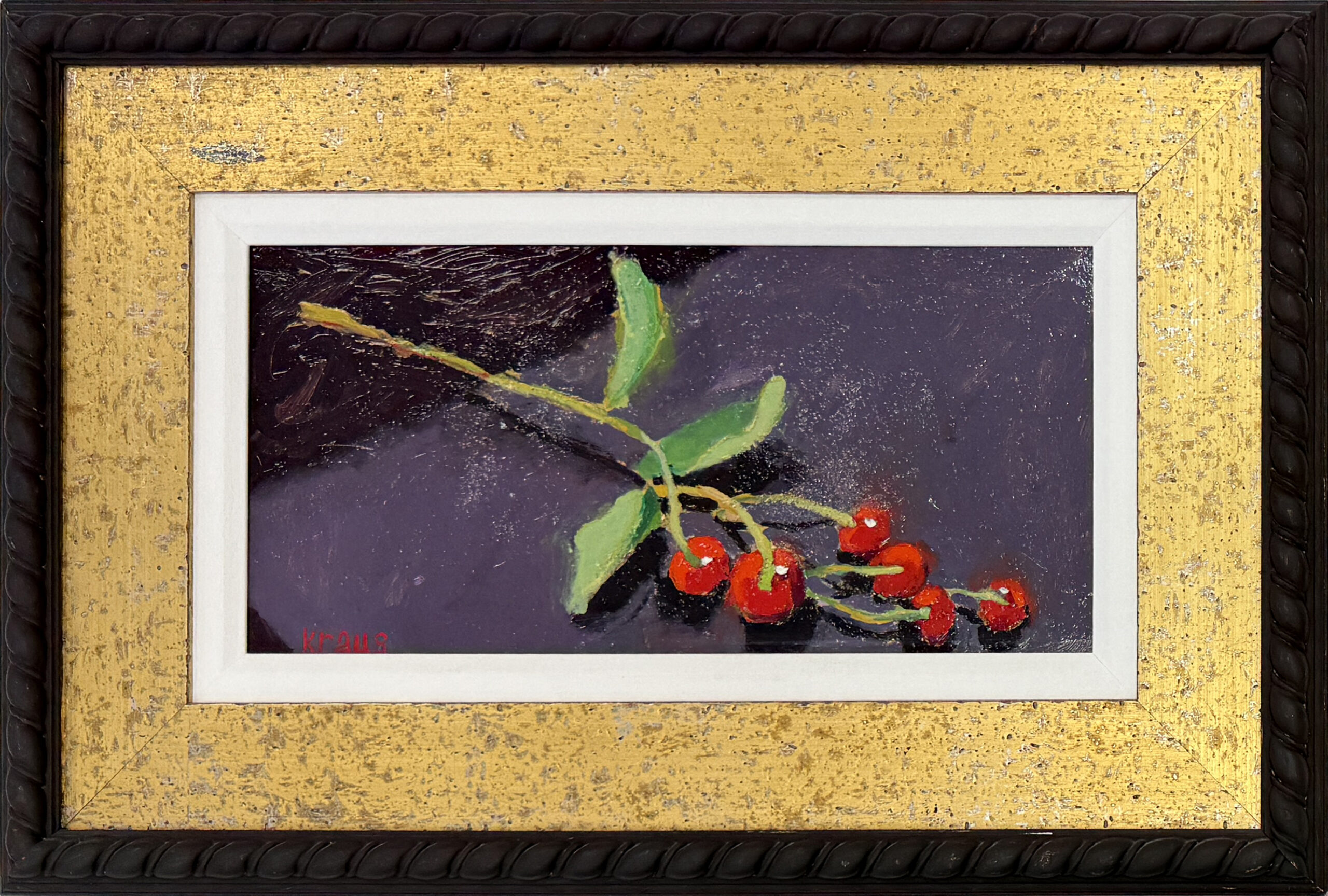 Cherries (framed original oil painting) by Harold Kraus