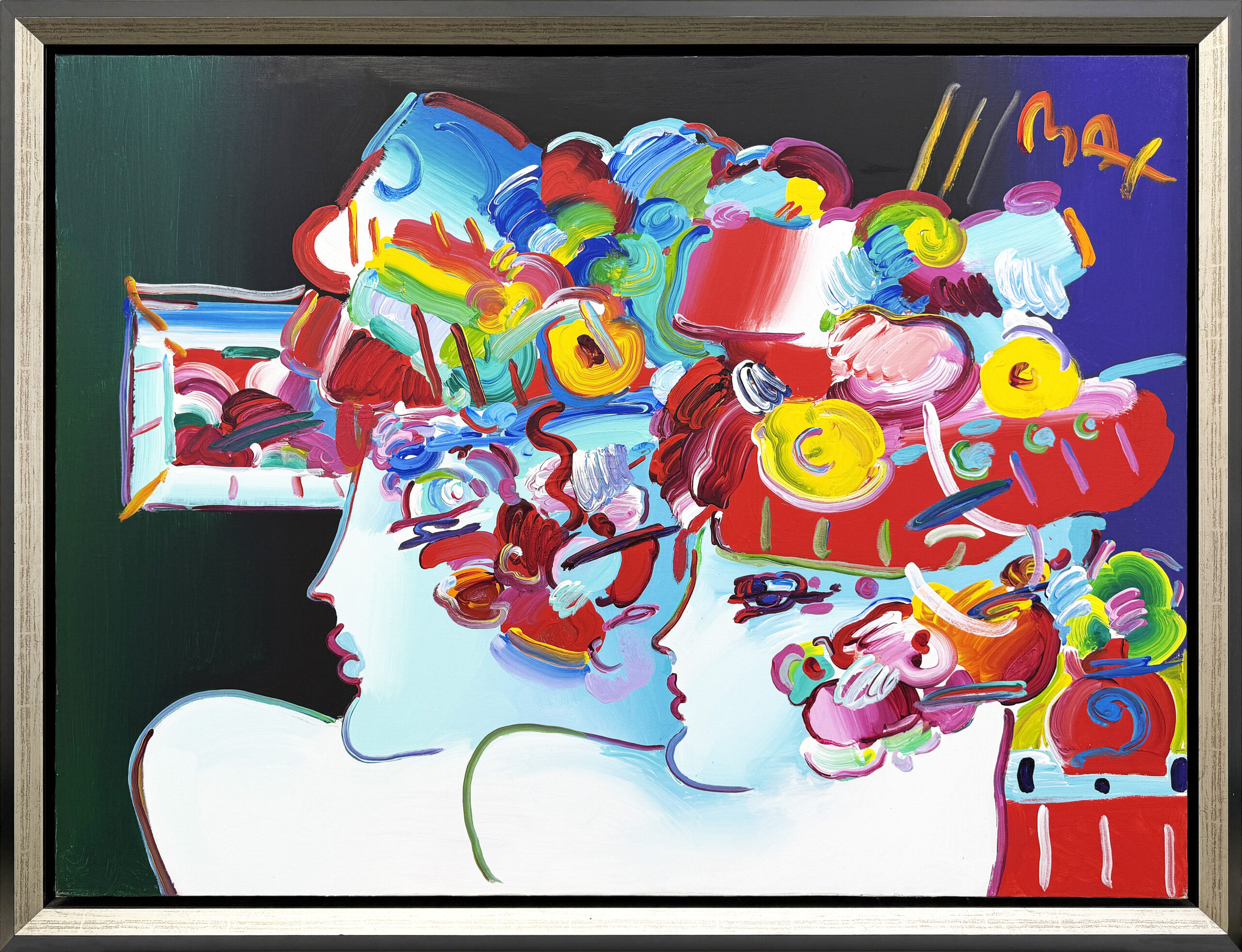 Les Mondrian Ladies (large framed original painting) by Peter Max