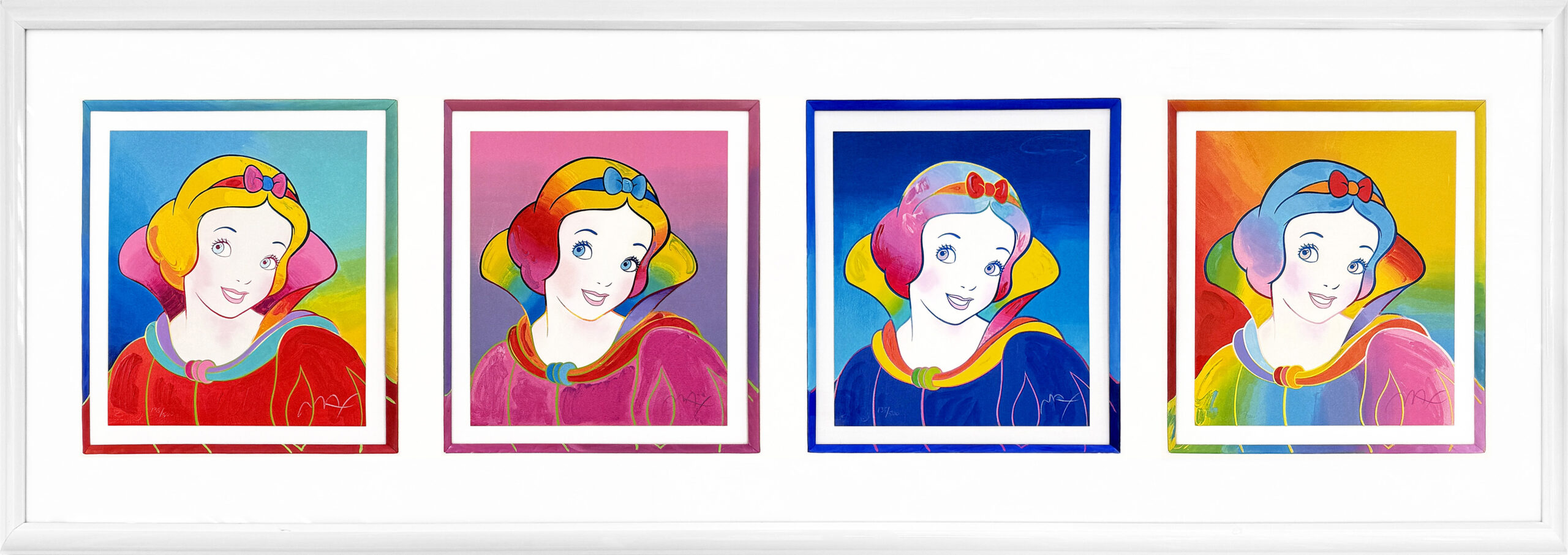 Disney: Snow White Suite (large custom framed set of 4 serigraphs) by Peter Max