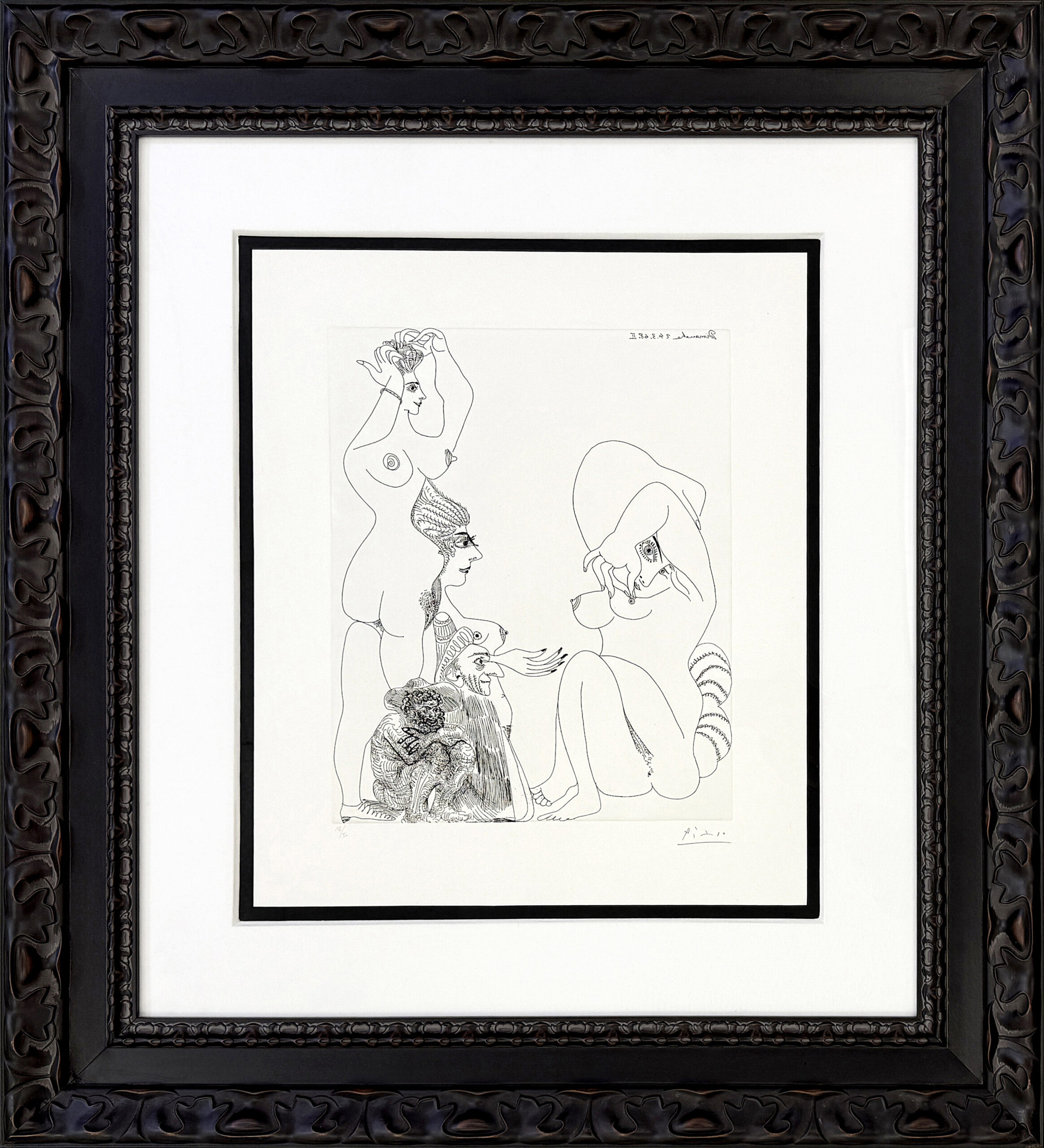 Vieil Homme Avec Magicien Evoquant Trois Odalisques (Bl. 1486, Ba. 1501) by Pablo Picasso