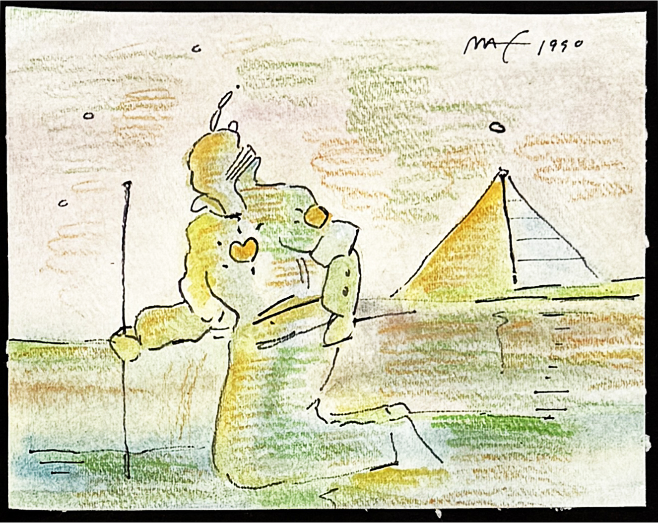 Guardian Ver. II (framed original drawing on paper) by Peter Max