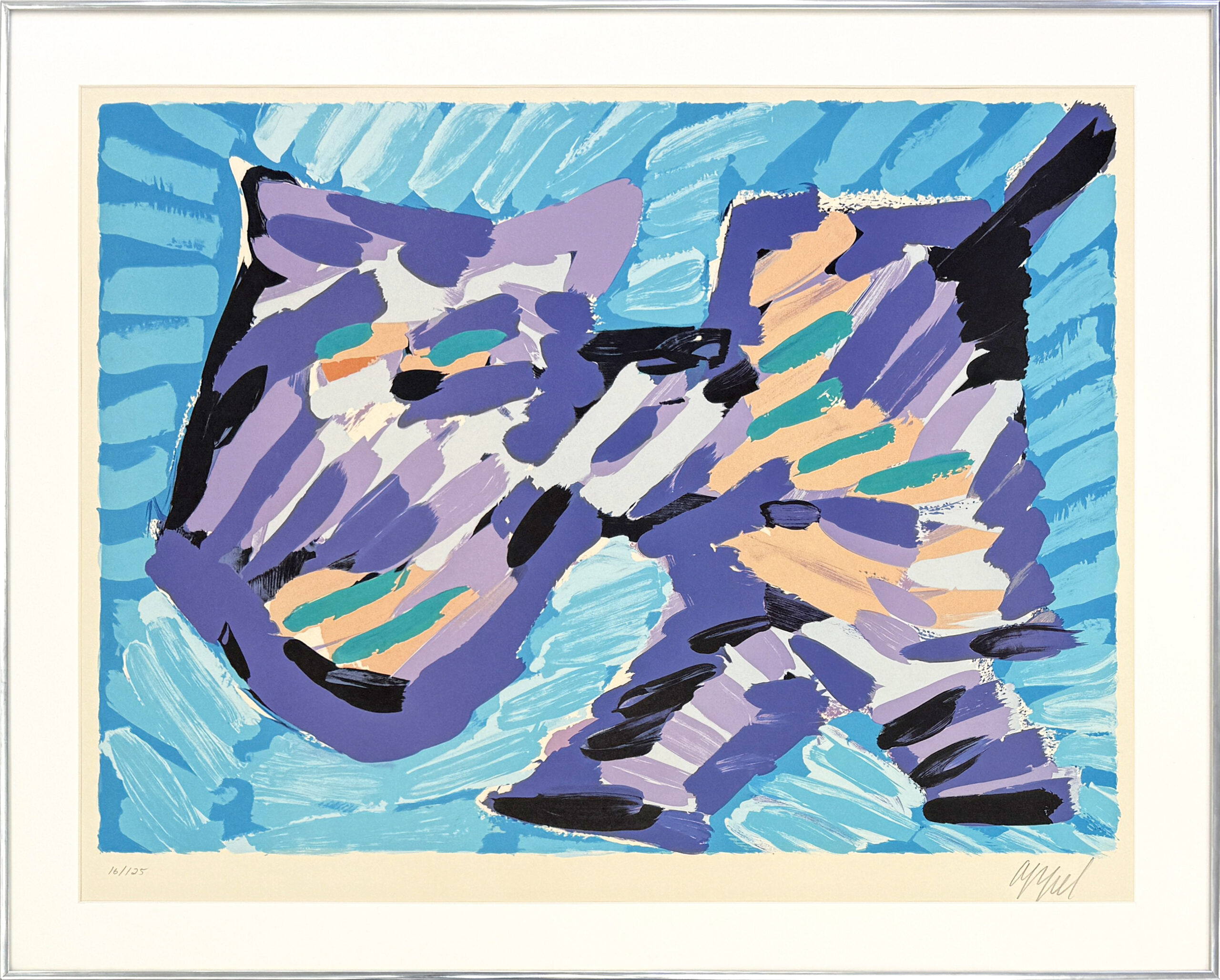 Walking Cat (framed hand signed lithograph) by Karel Appel
