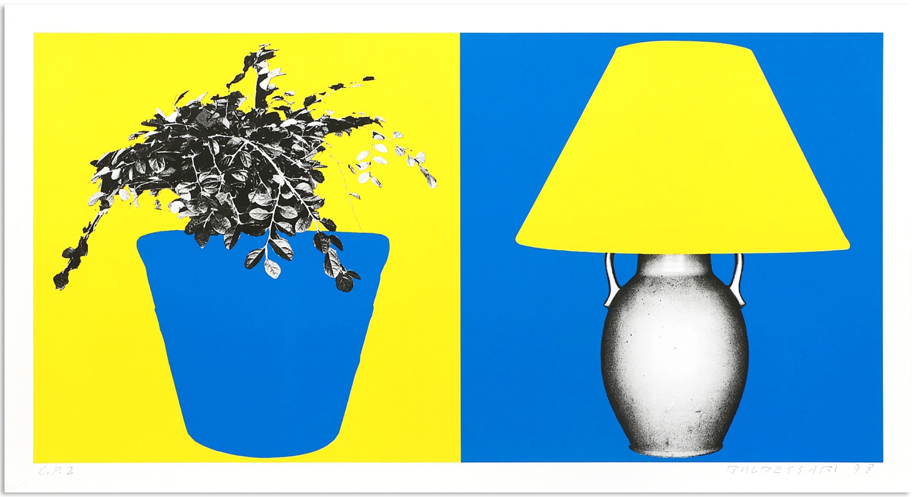 Plant and Lamp (B+Y; Y+B) by John Baldessari