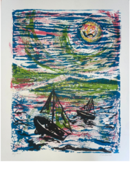 Boats at Sea by A Laurie at Puccio Fine Art