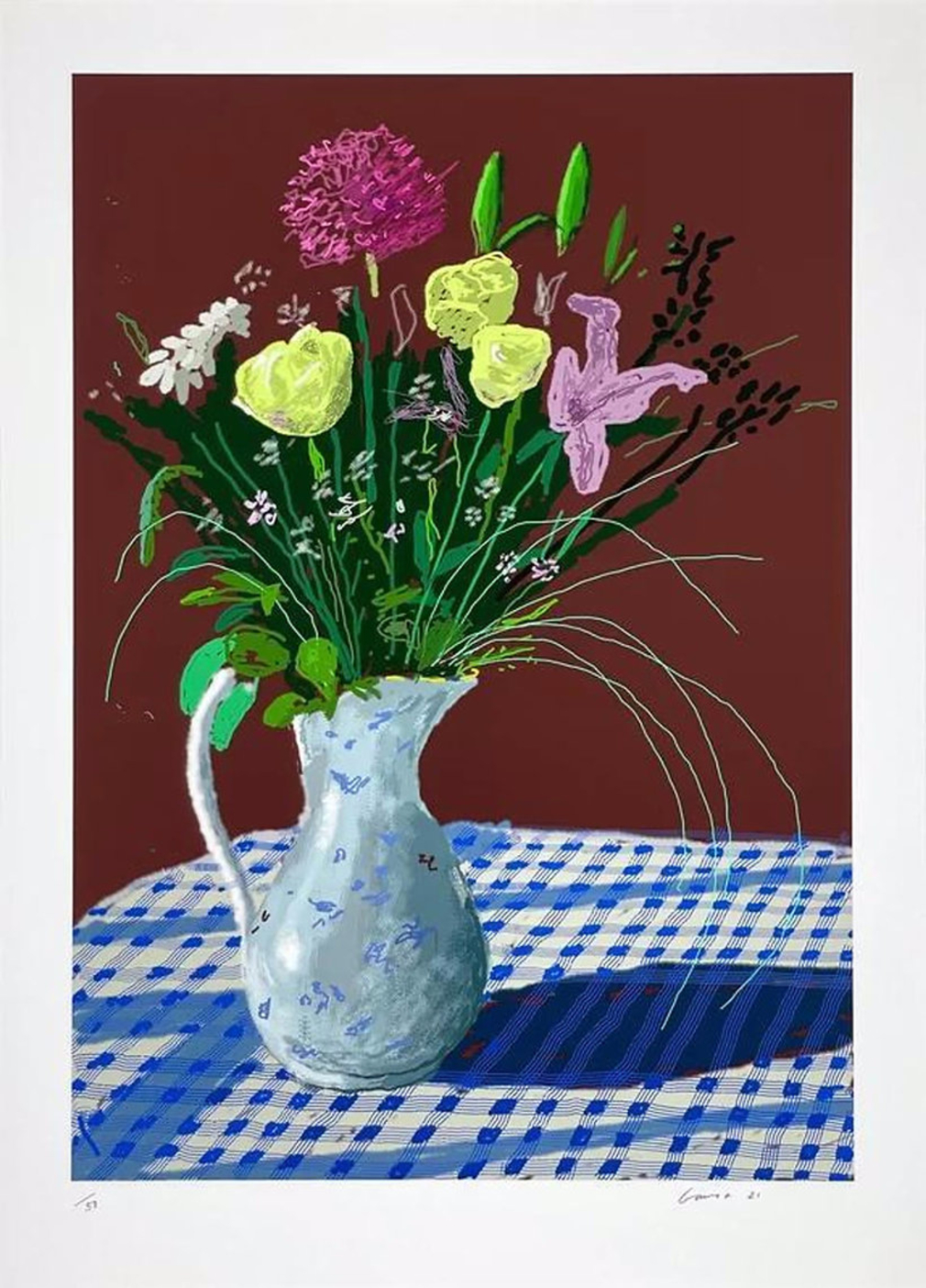 David Hockney 20th February 2021, Jug With Flowers by David Hockney