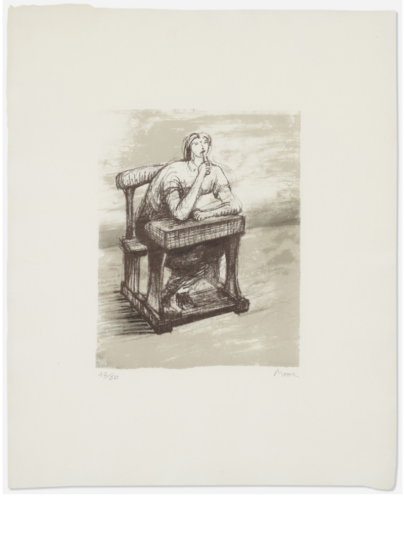 Girl Seated at Desk IV by Henry Moore