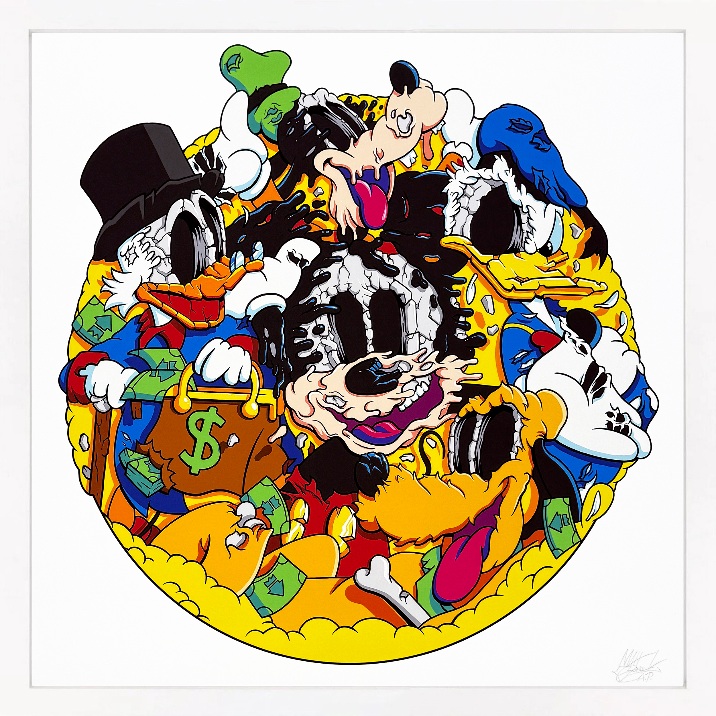 Mouse and Friends (frame hand signed screen print) by Matt Gondek