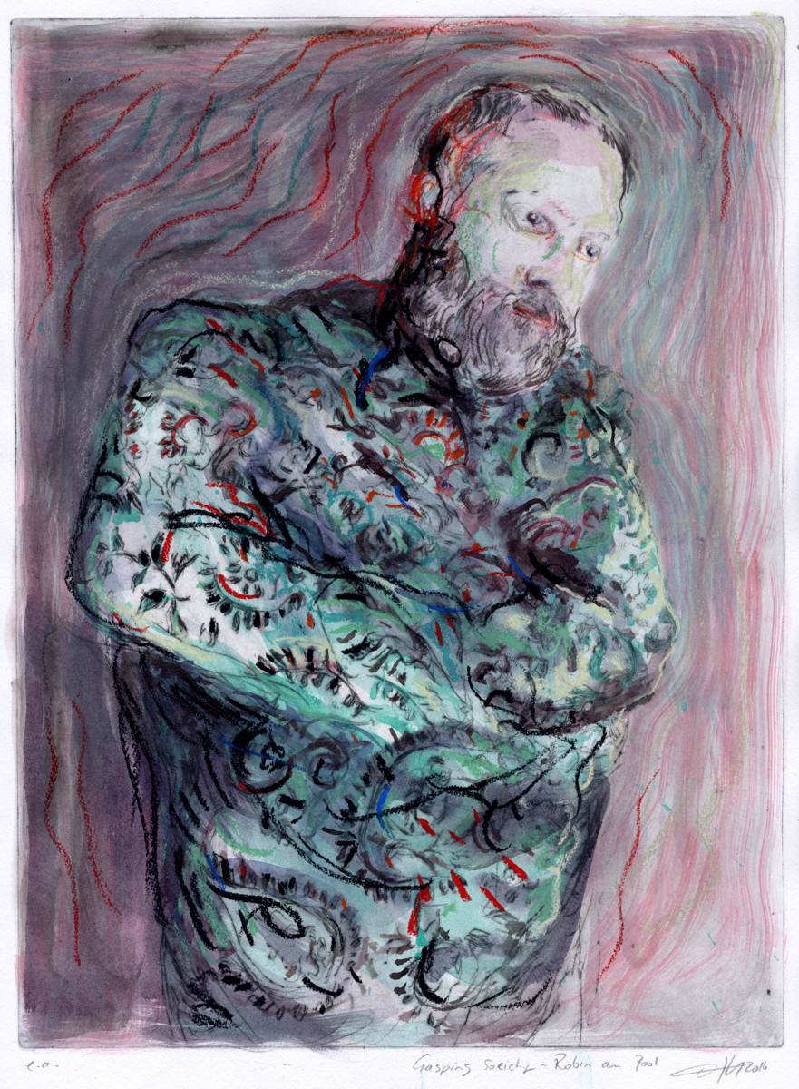 Gasping Society, “Robin am Pool” by Ulrike Theusner