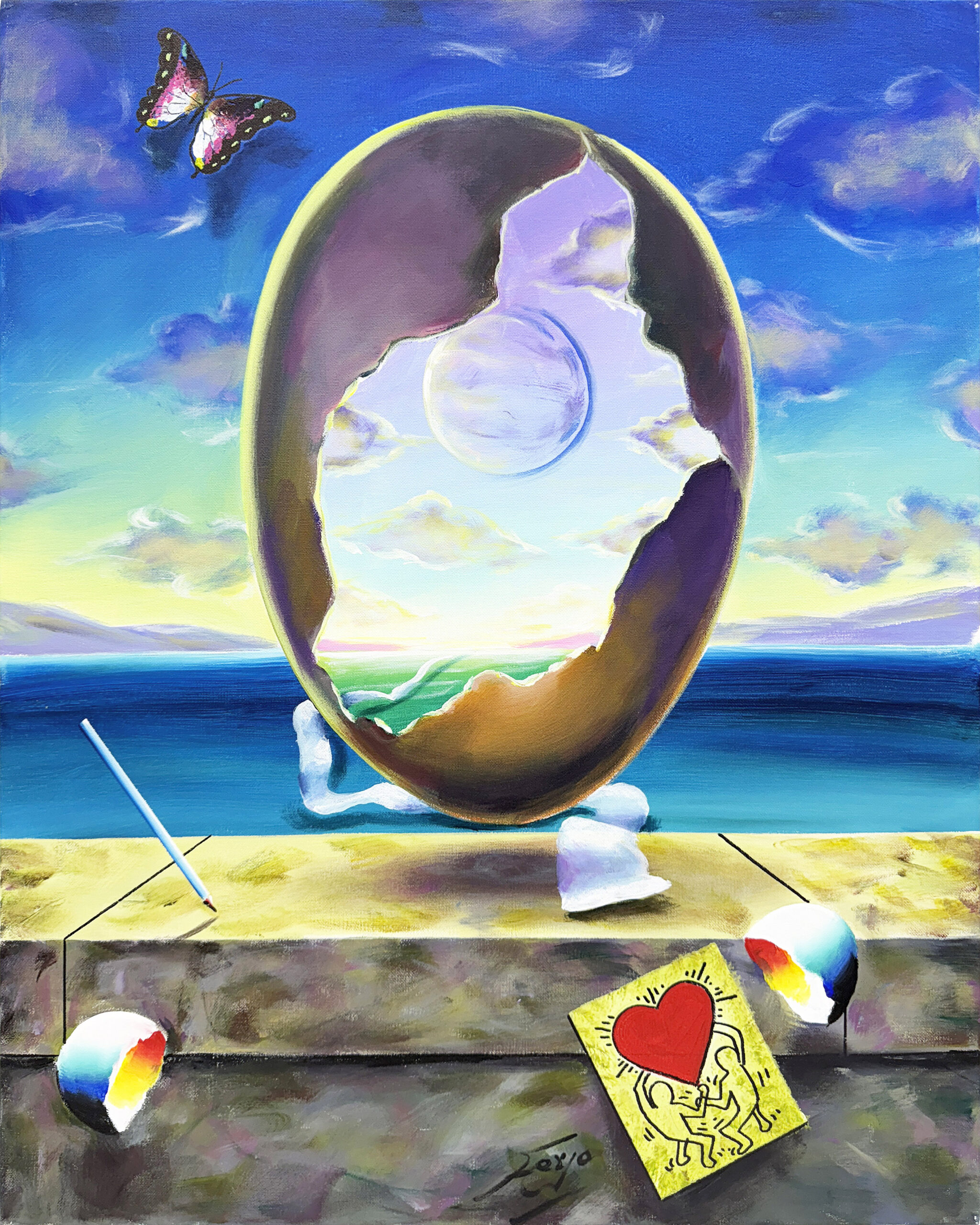 Surrealist View (large original painting on canvas) by Ferjo