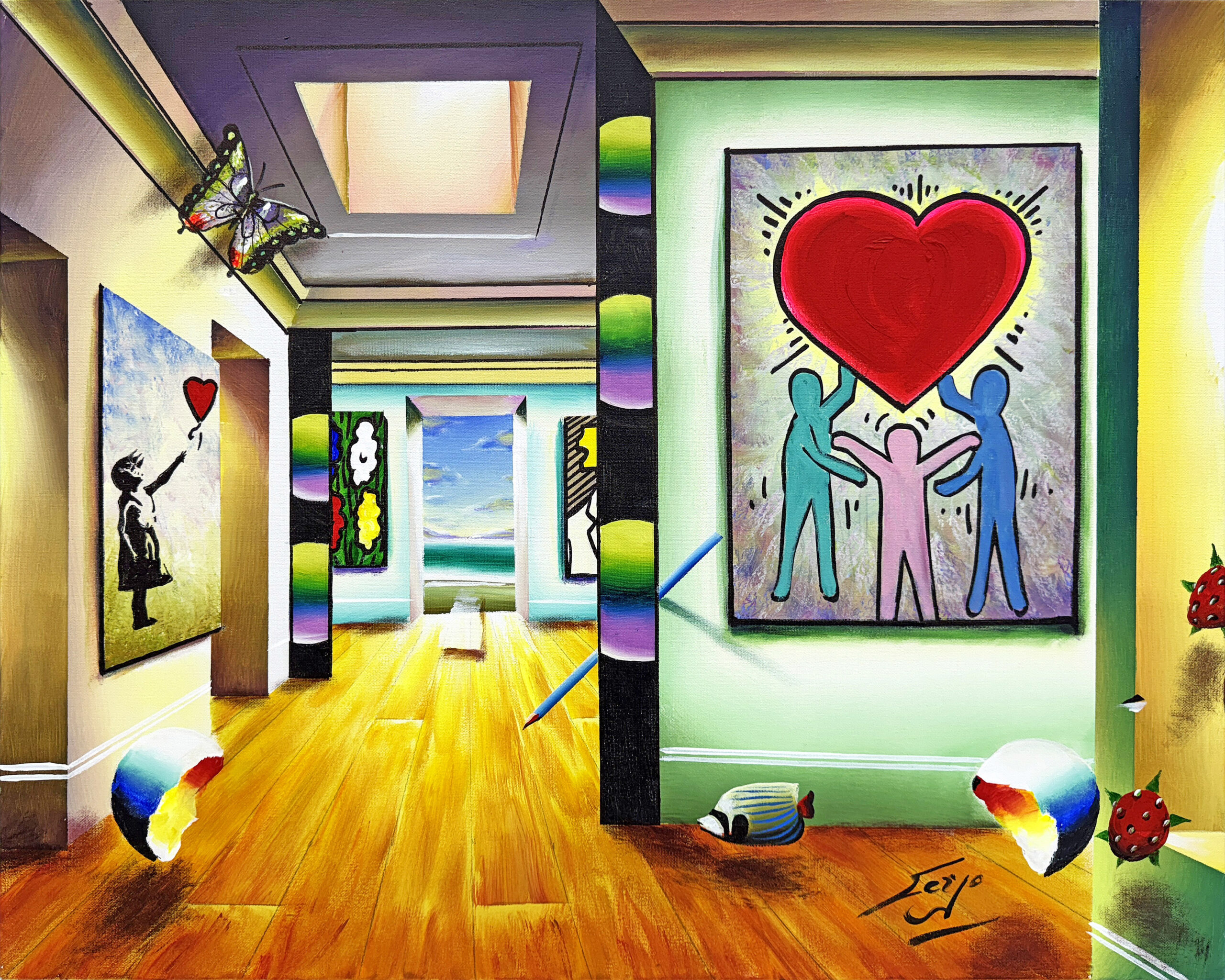 Homage to Haring (large original painting on canvas) by Ferjo