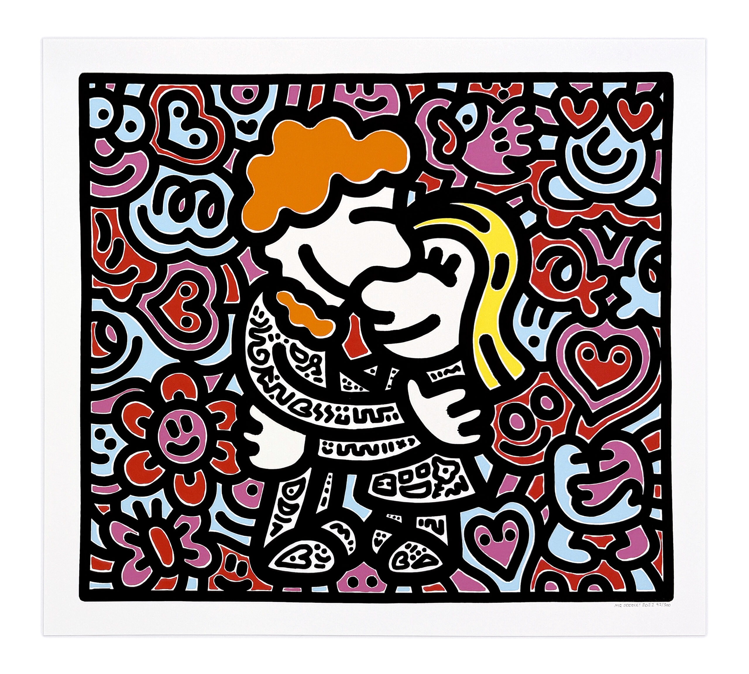 Doodle Hug (framed hand signed screen print) by Mr Doodle