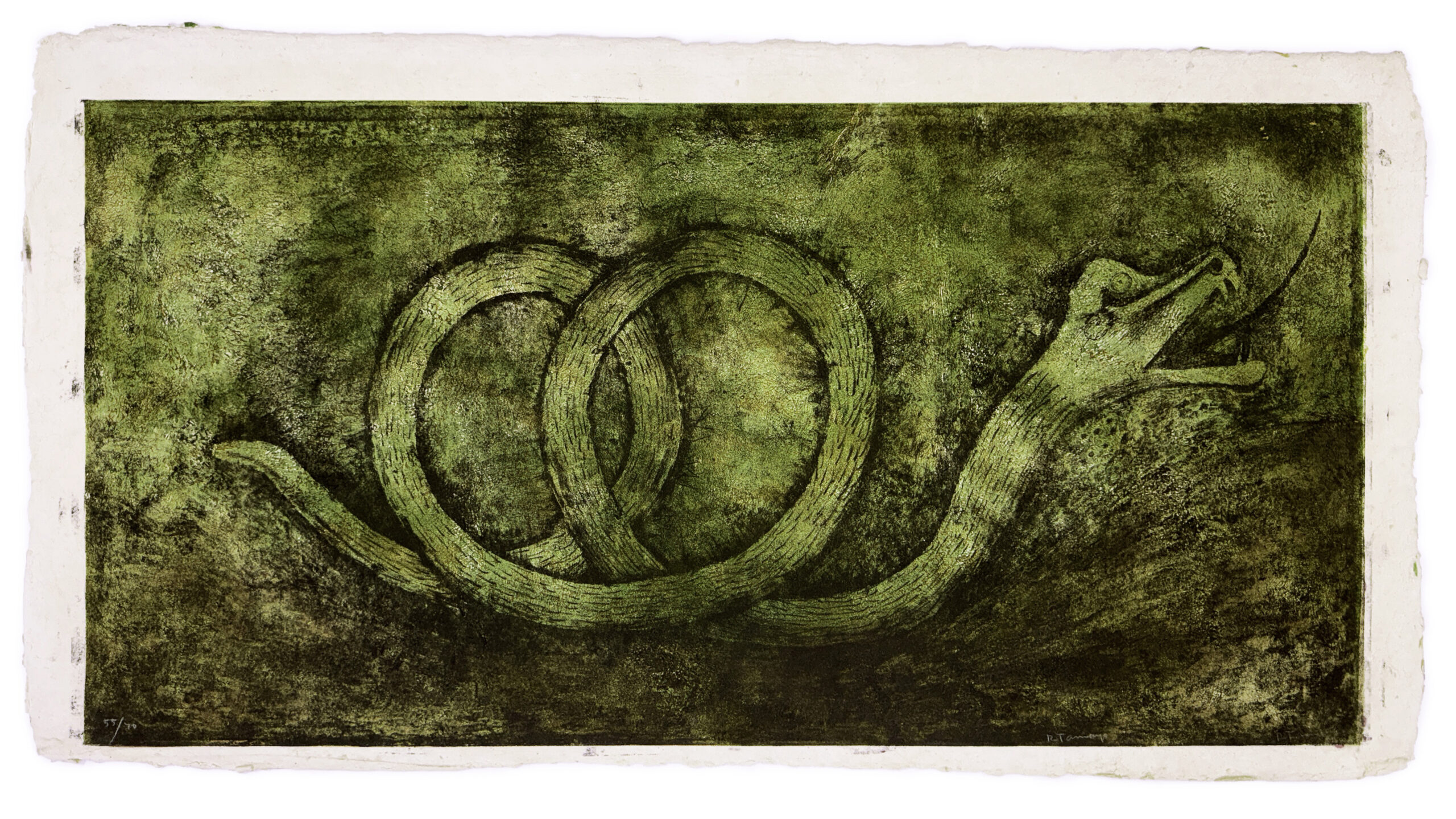 Quetzalcoatl, P. 248 (rare large hand signed mixographia) by Rufino Tamayo