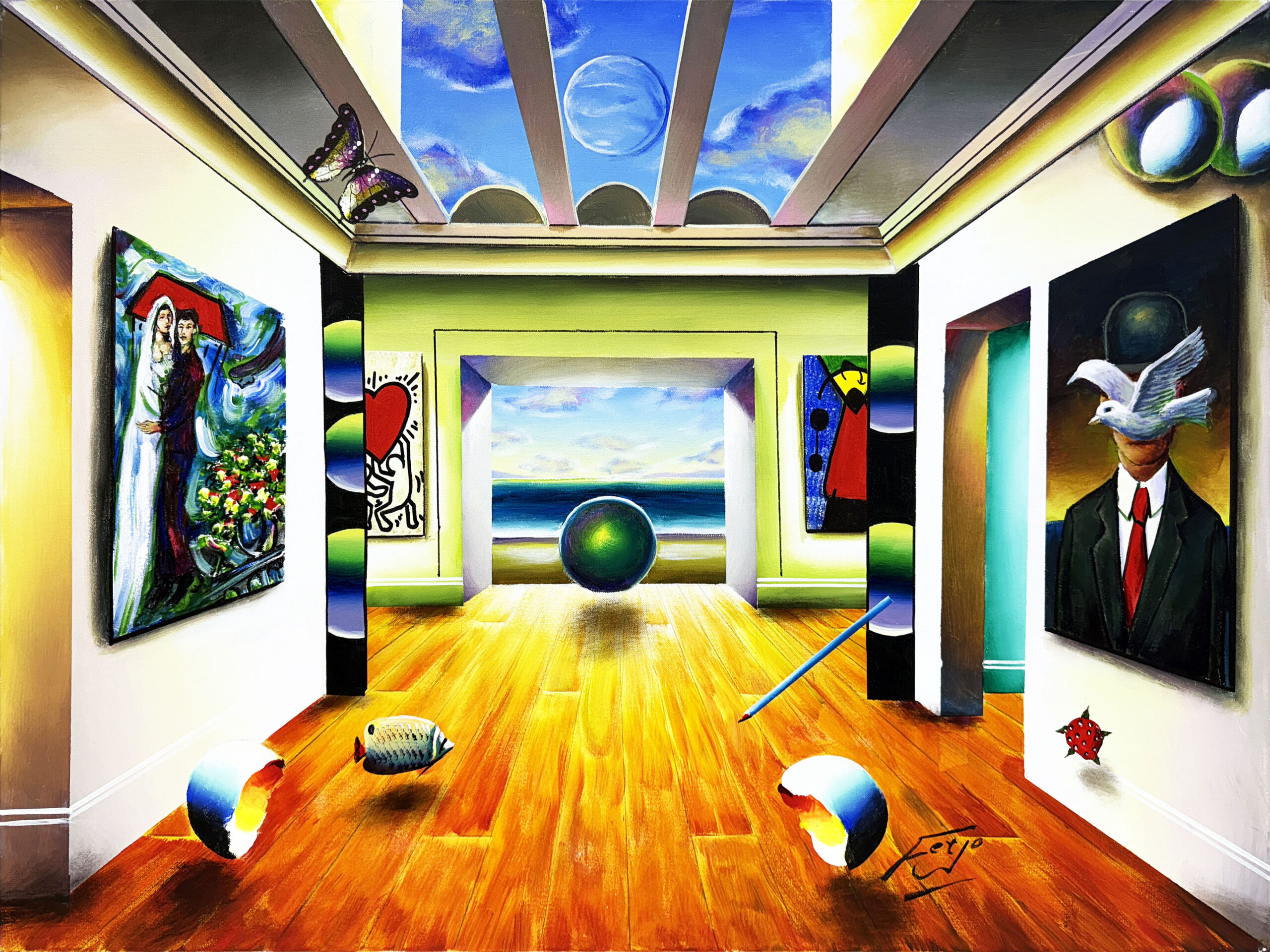 Hallway of Masters (large original painting on canvas) by Ferjo