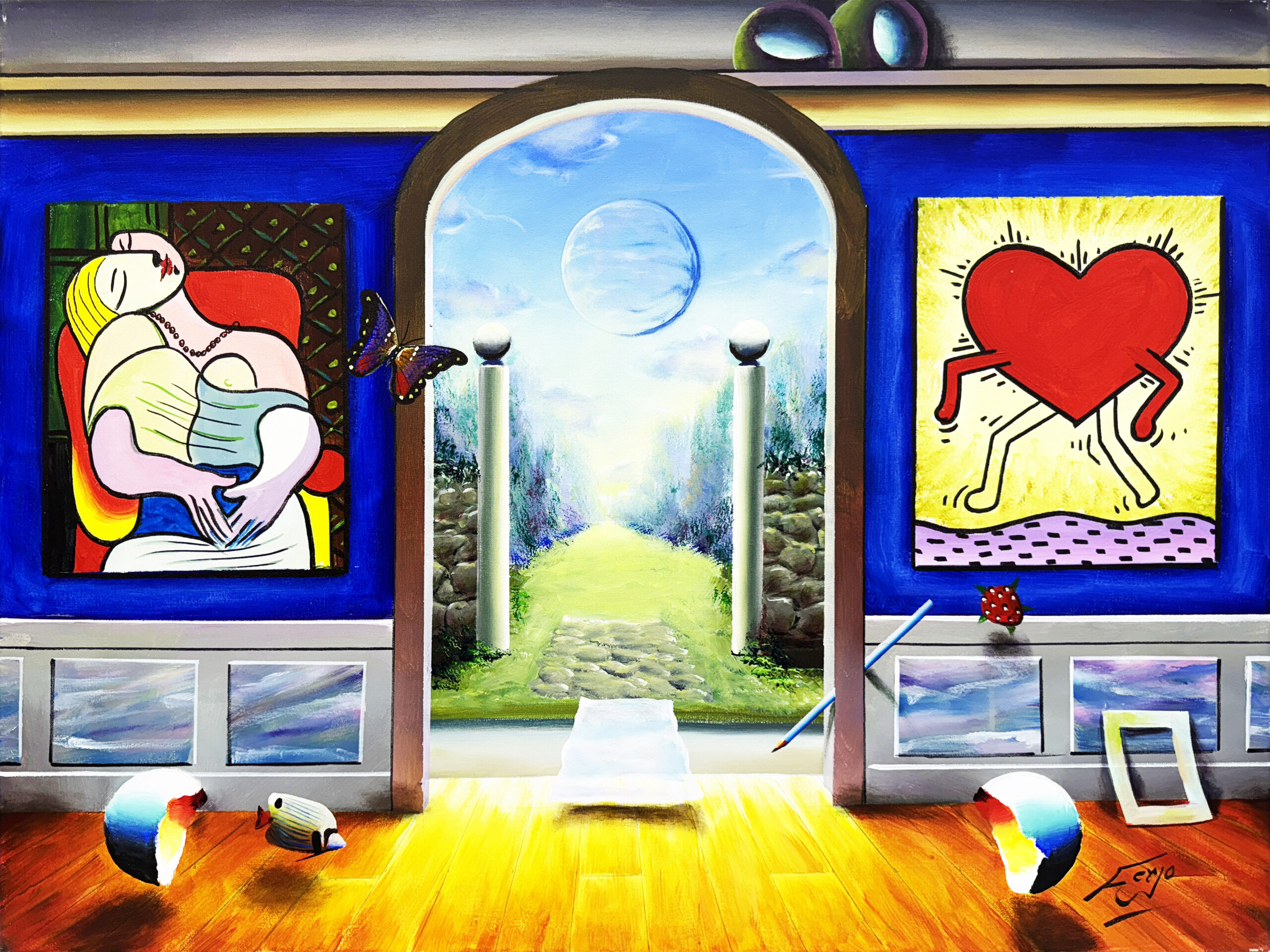 Surrealistic Garden (large original painting on canvas) by Ferjo