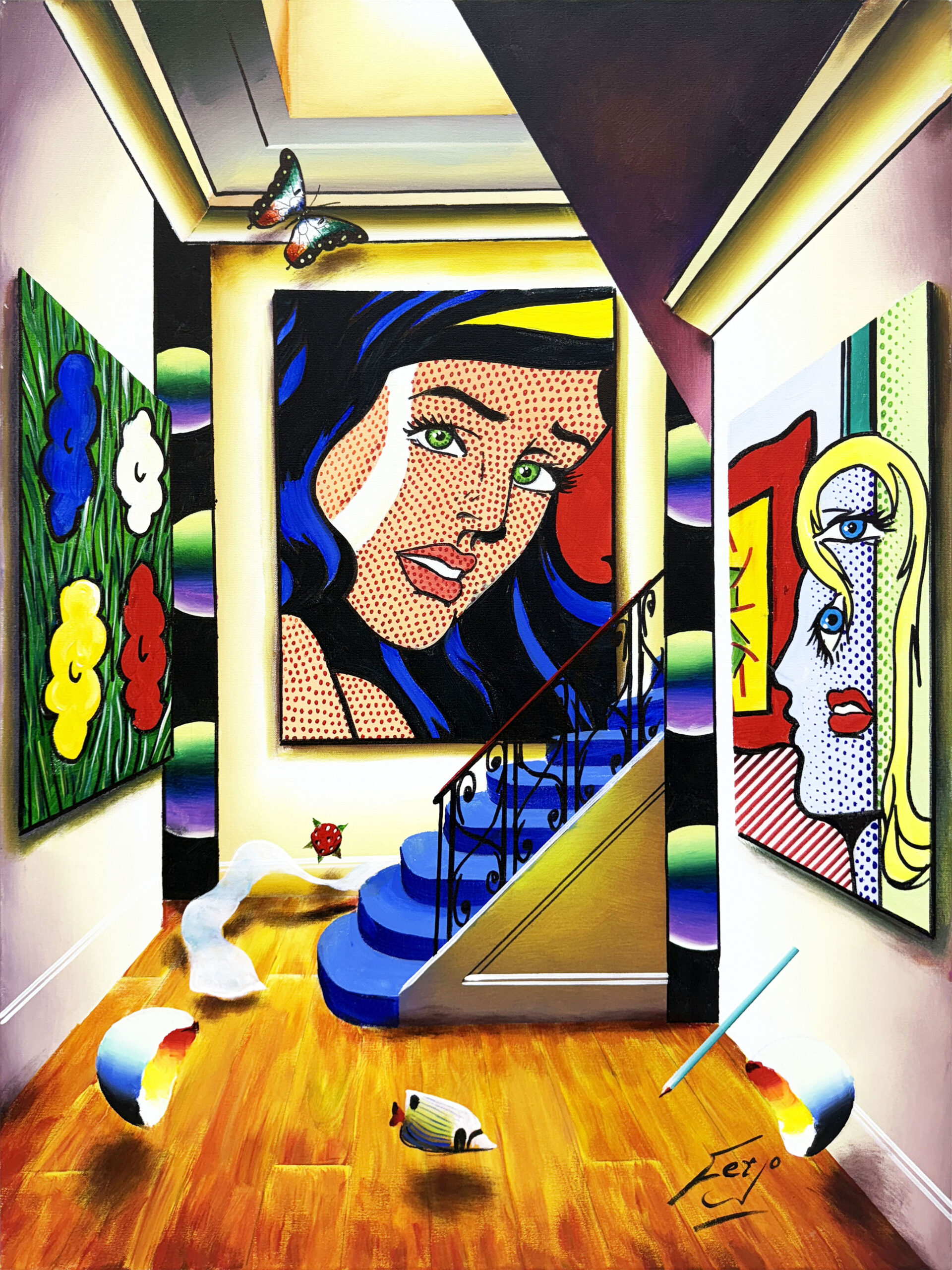 Homage To Lichtenstein (large original painting on canvas) by Ferjo