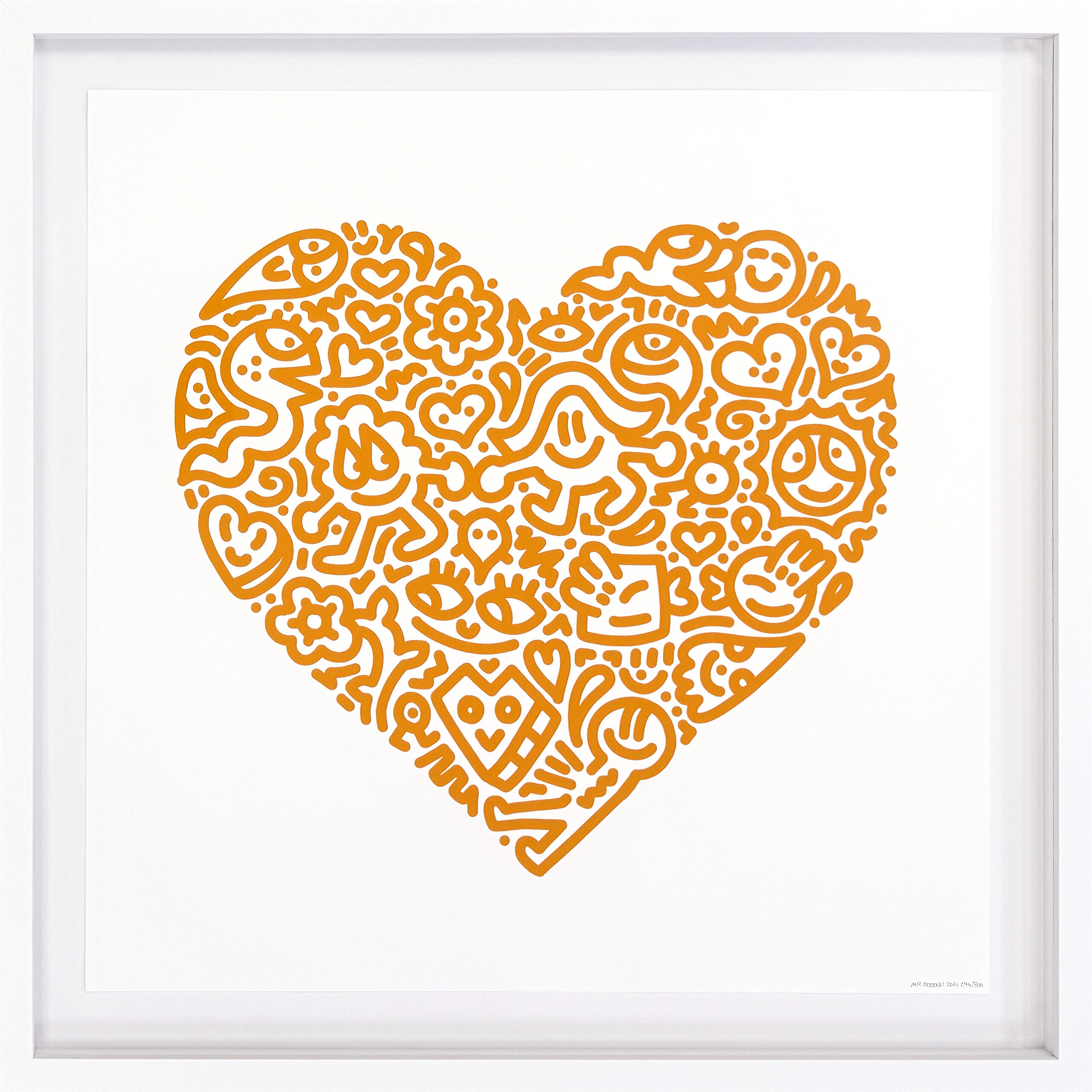 Pop Heart – Bird Joy (framed hand signed screen print) by Mr Doodle