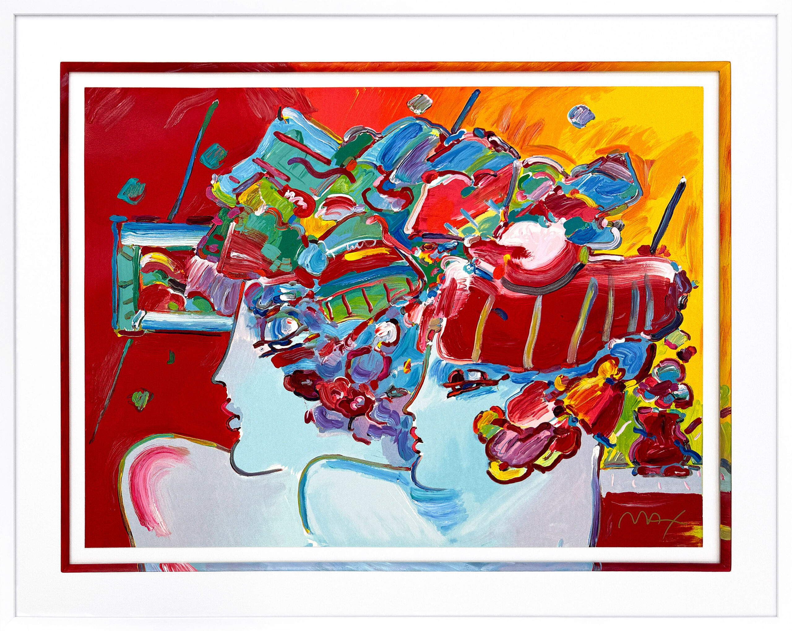 Les Mondrian Ladies (large custom framed hand signed serigraph) by Peter Max