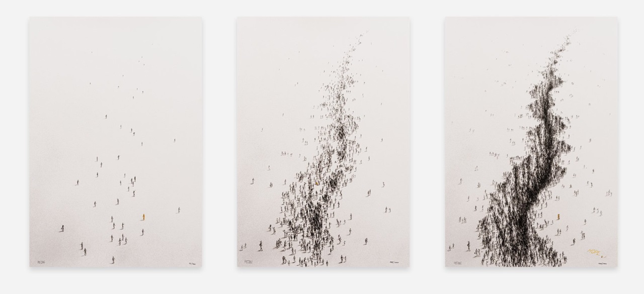 Pejac (Spanish 1977-), ‘Hope (Triptych)’, 2024 by Pejac