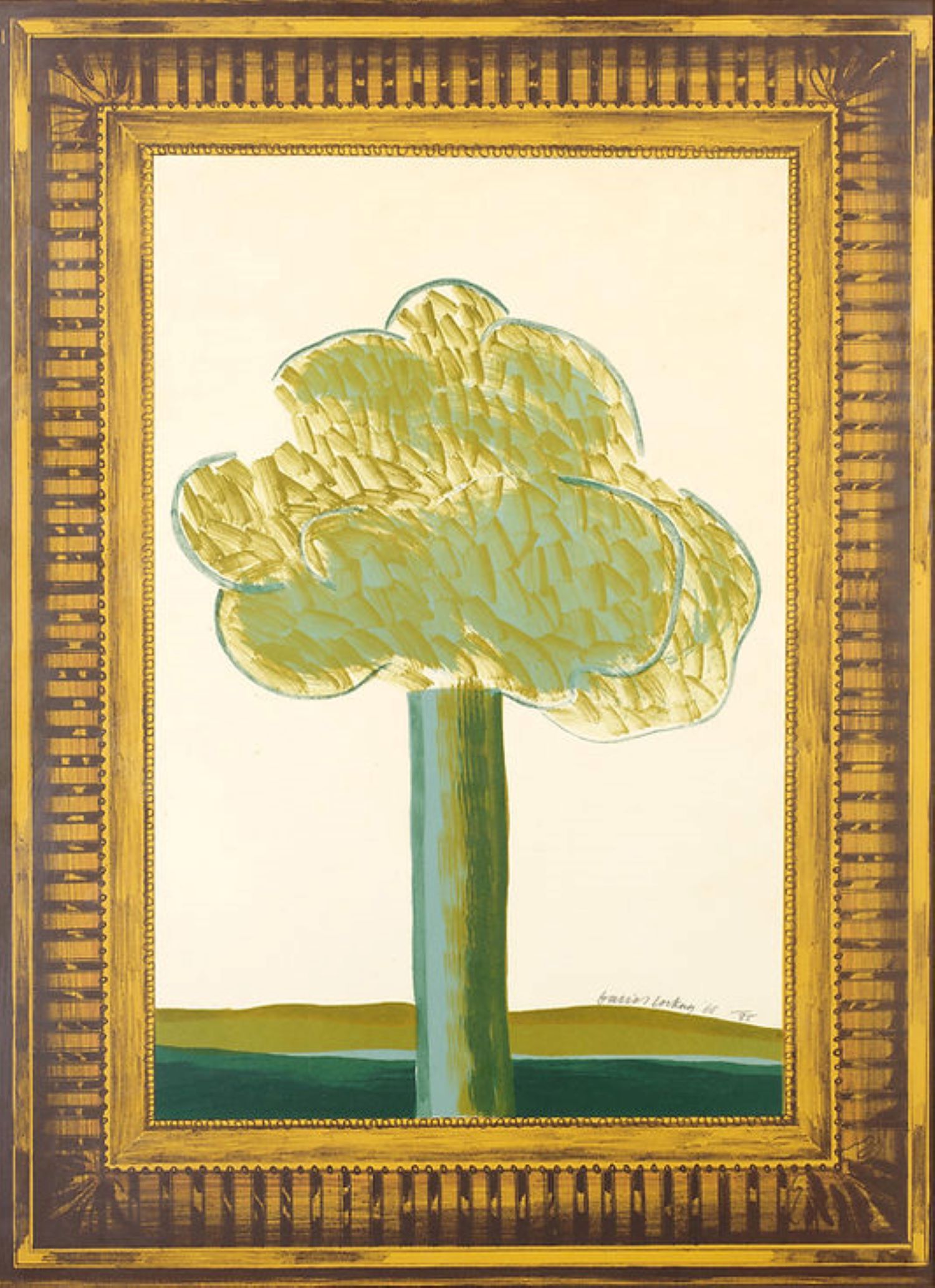 Picture of a Landscape in an Elaborate Gold Frame by David Hockney