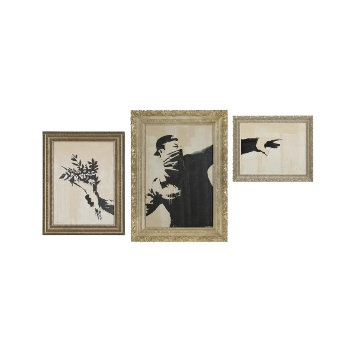 Banksy, Flower Thrower Triptych Grey (2019) by Banksy