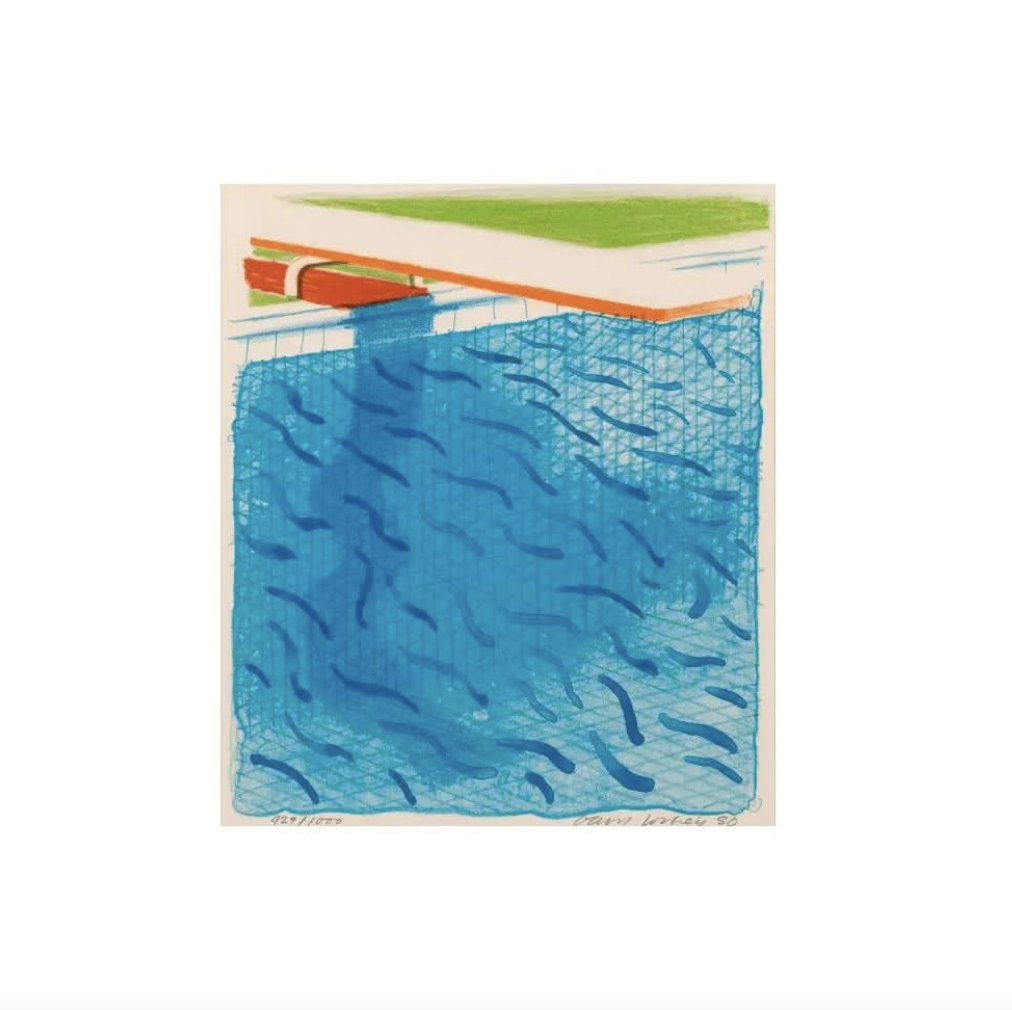 David Hockney, Pool Made With Paper And Blue Ink For Book (1980) by David Hockney