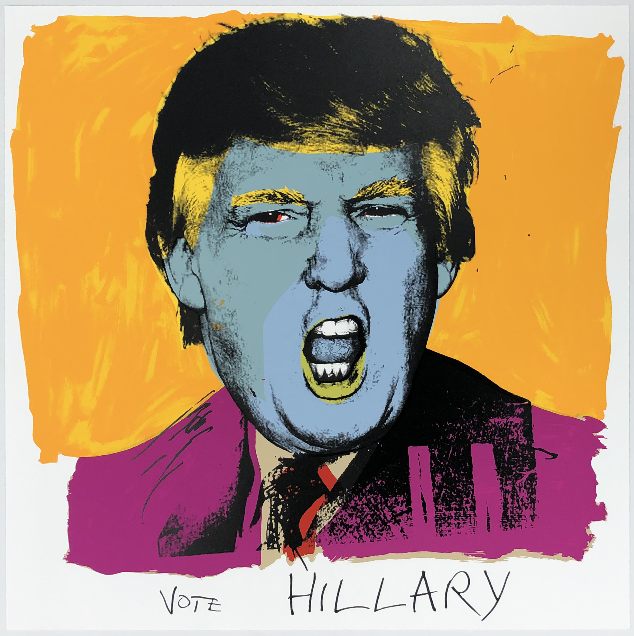 Vote Hillary (Donald Trump), large hand signed screen print by Deborah Kass