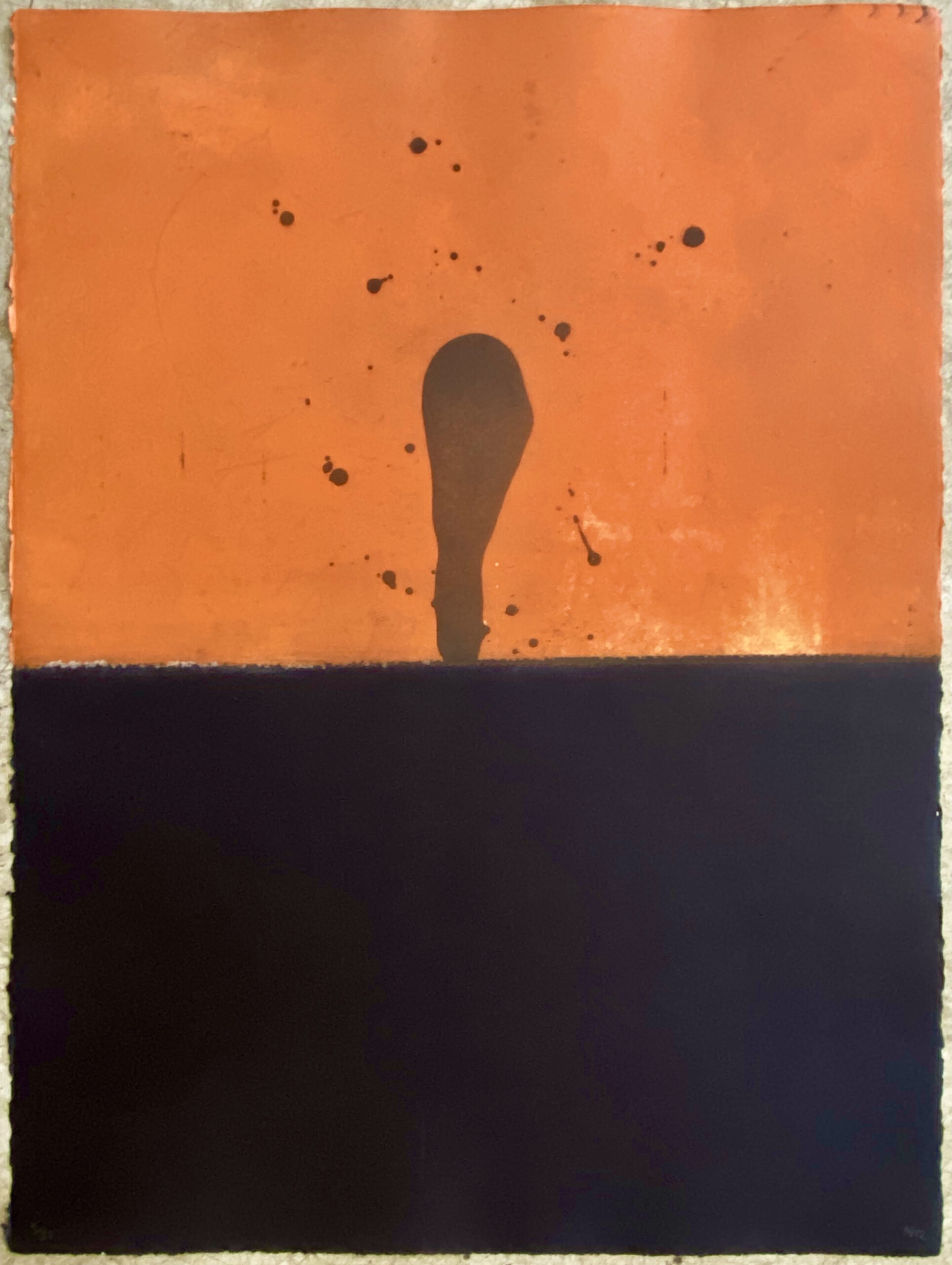 Untitled aquatint (Dark blue and orange) by Matthew Tyson