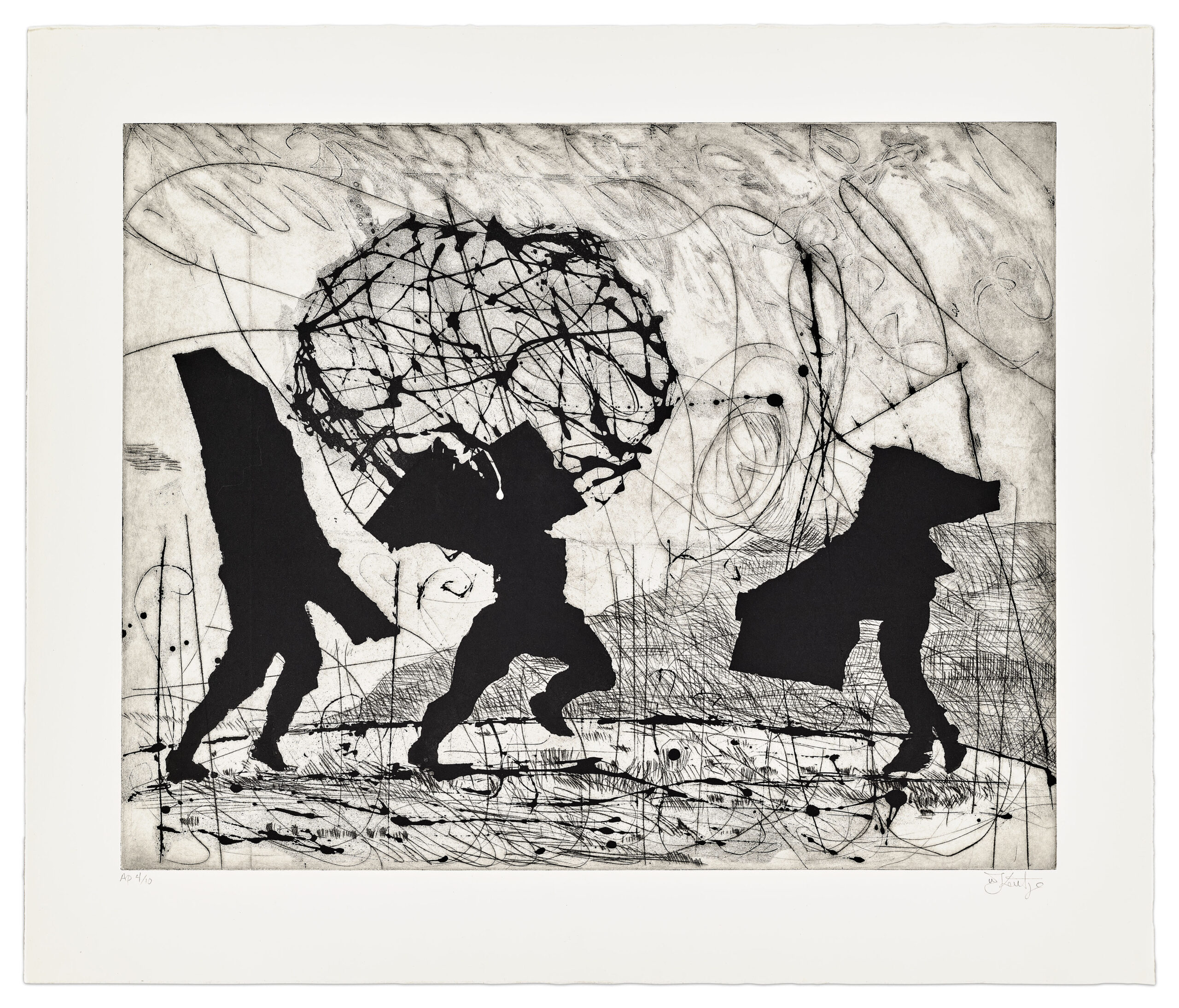 Three Shadows in a Landscape by William Kentridge