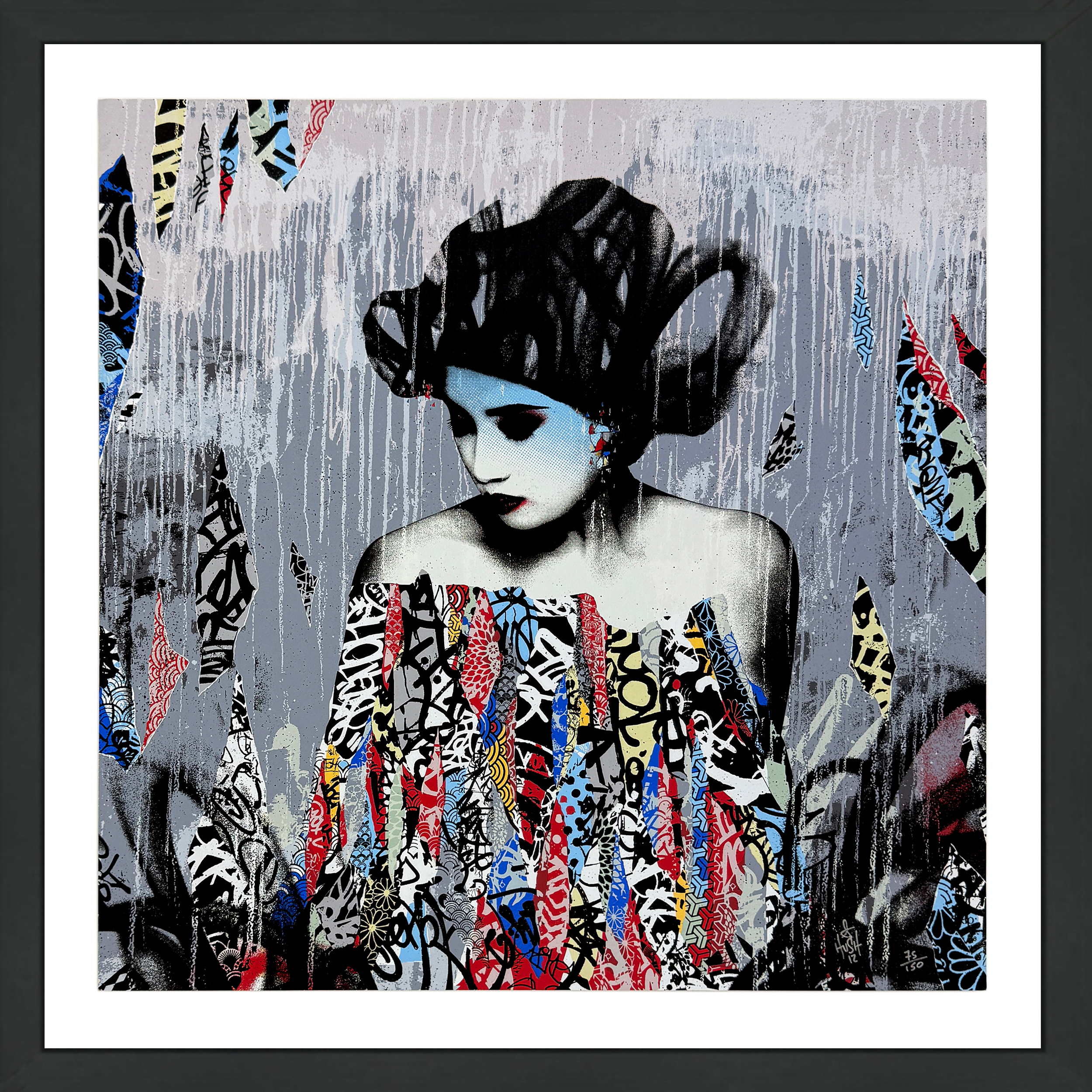Siren in Motion (framed hand signed screen print) by Hush