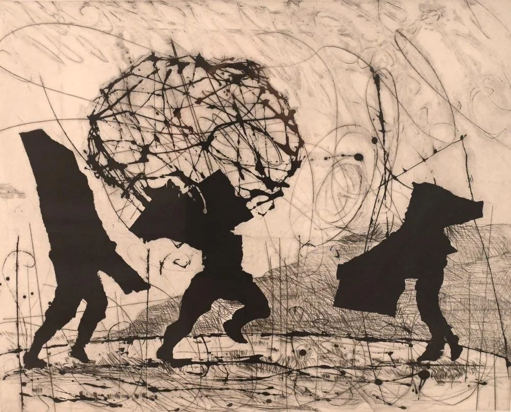 Three Shadows in a Landscape by William Kentridge