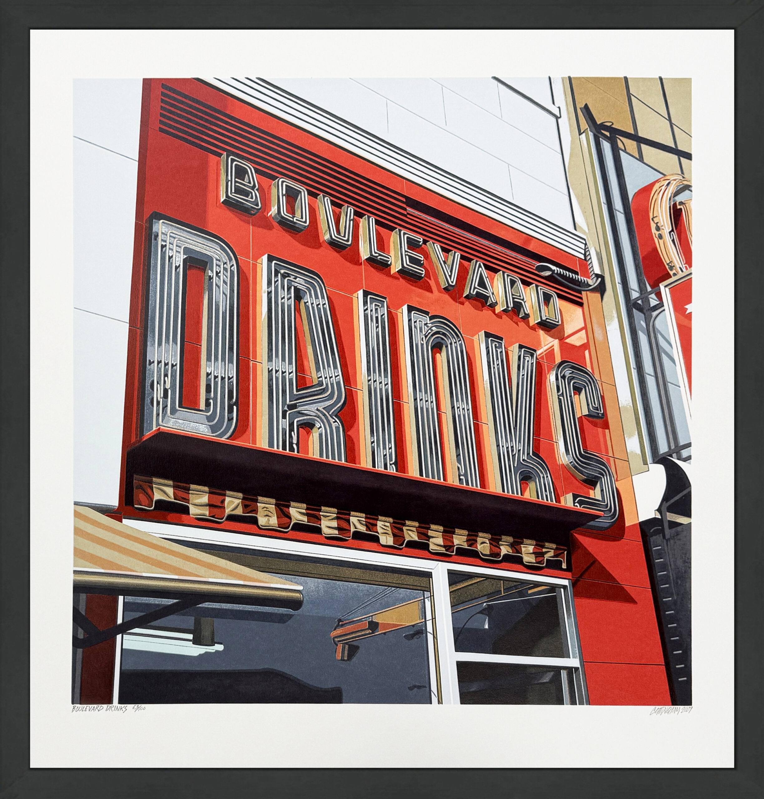 Boulevard Drinks (large hand signed screen print) by Robert Cottingham