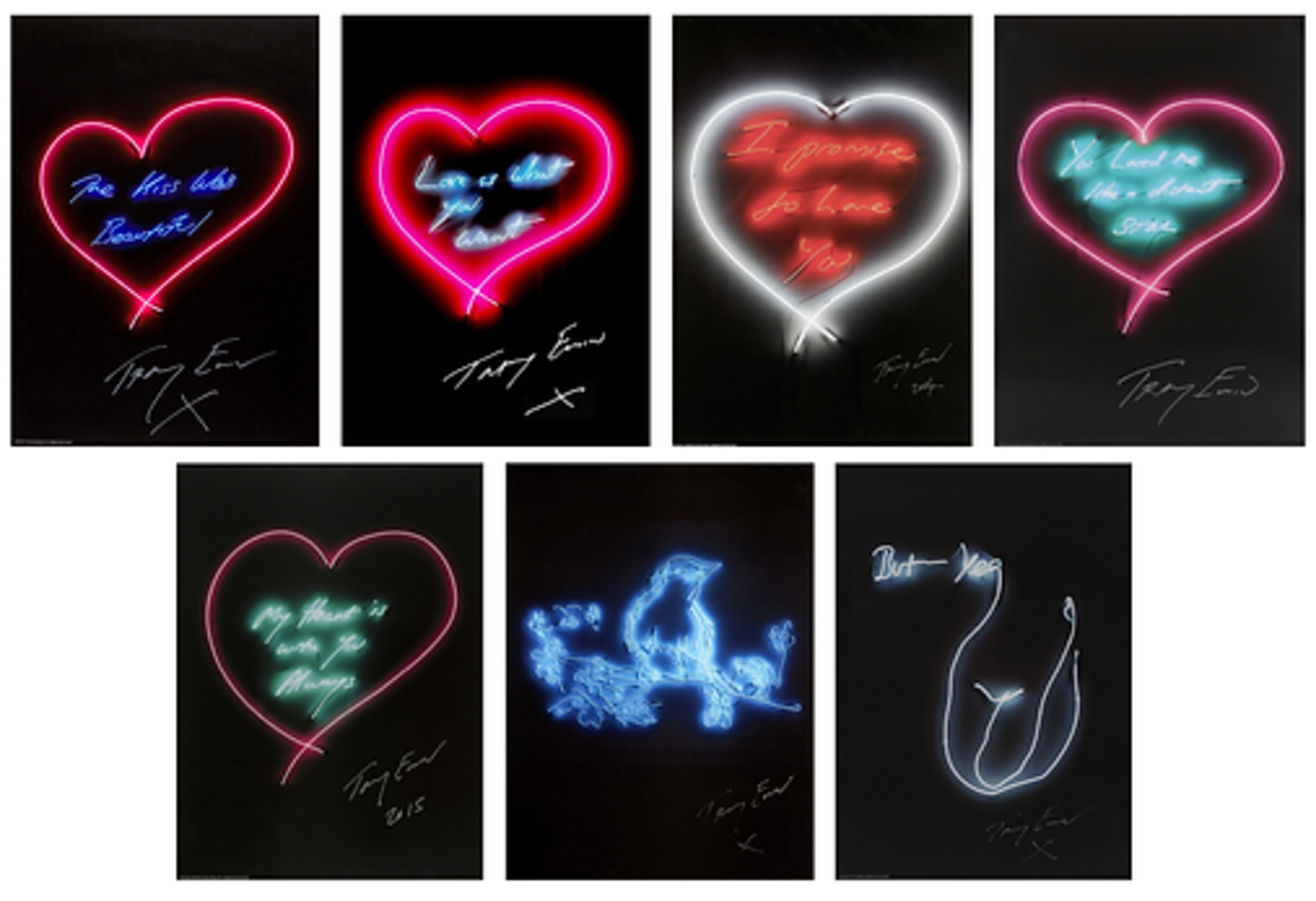 Tracey Emin Full Set of Hand-Signed Love Neon Posters by Tracey Emin