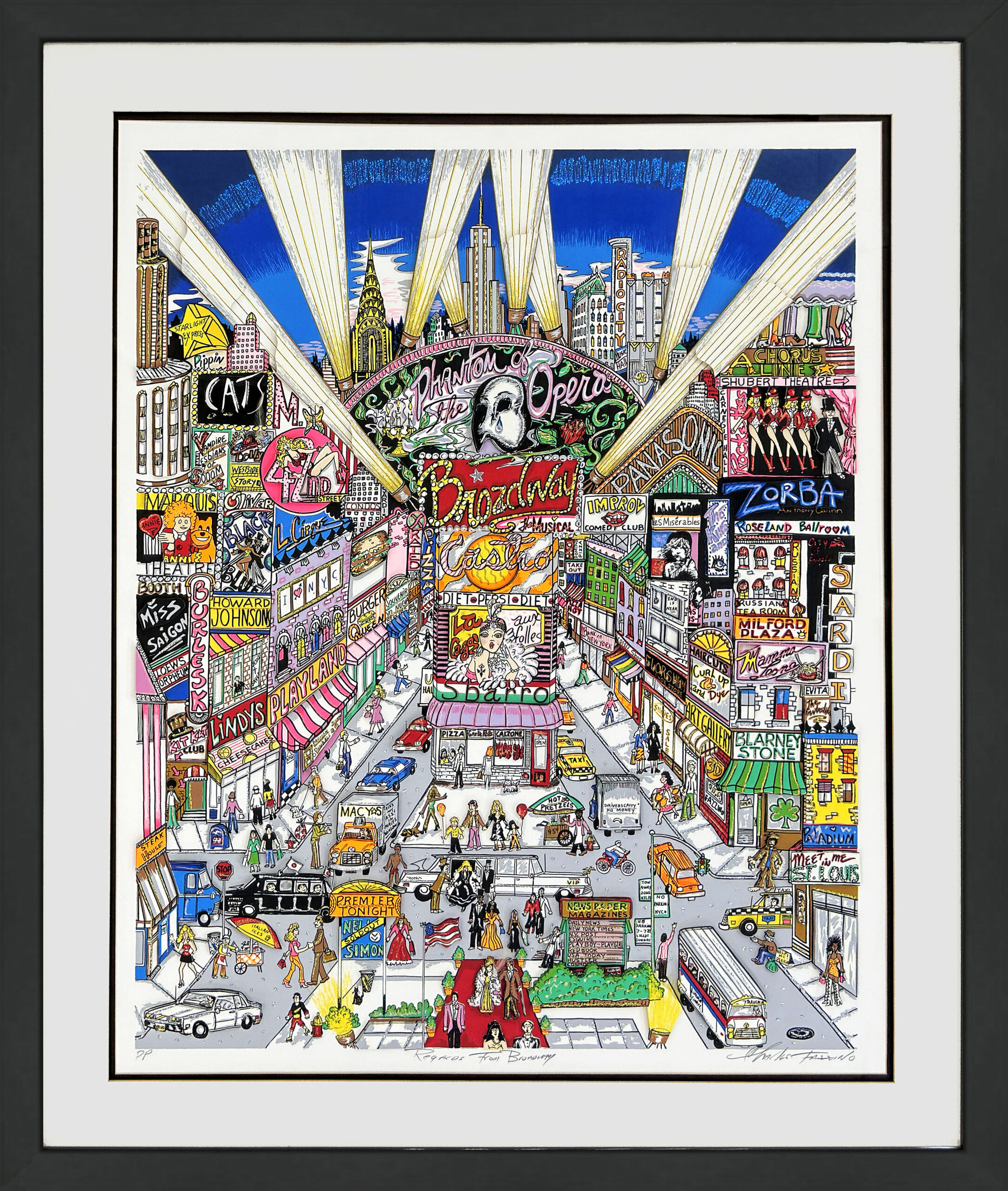 Regards From Broadway (framed, signed 3D mixed media serigraph) by Charles Fazzino
