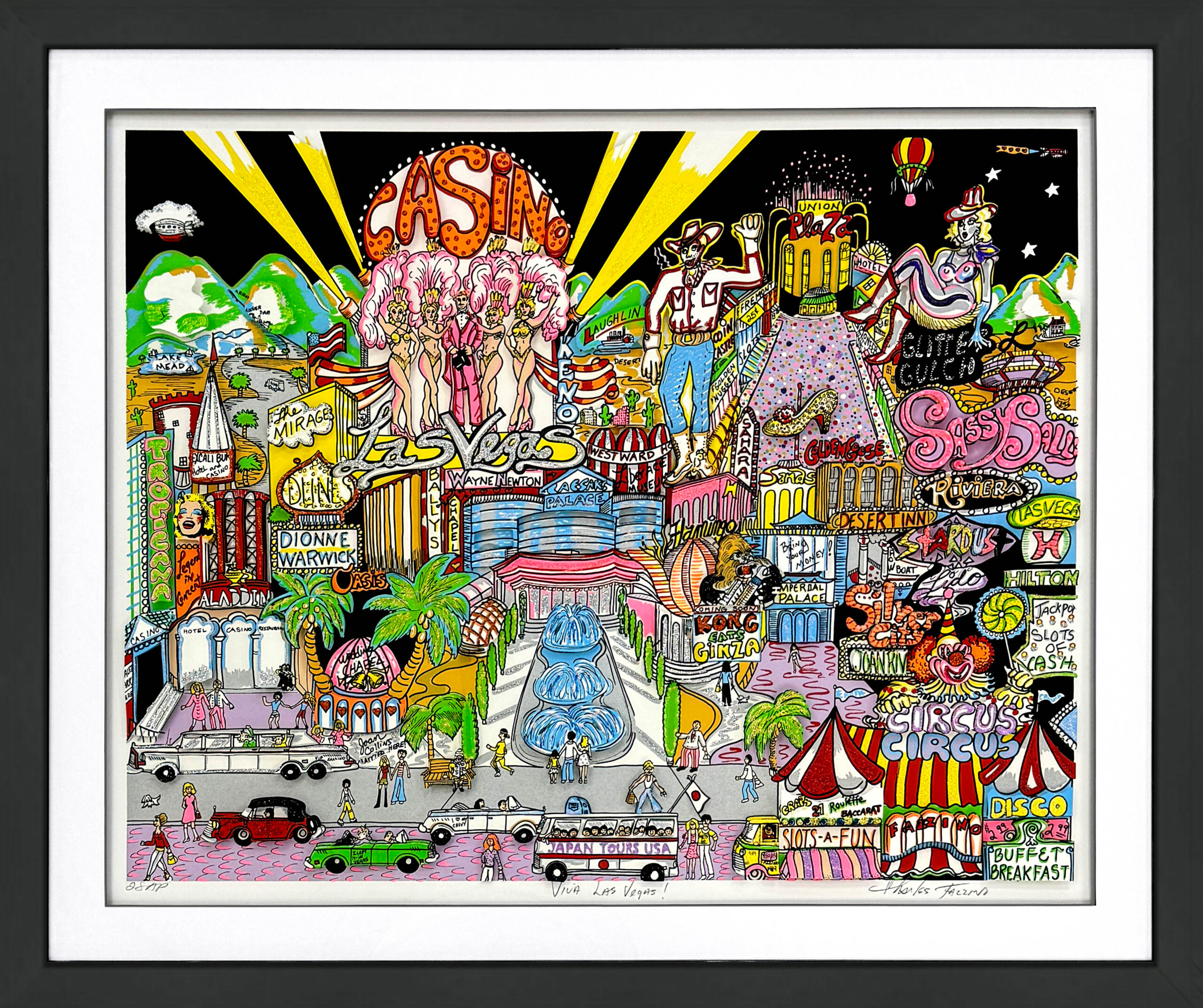 Viva Las Vegas! (framed, hand signed 3D mixed media serigraph) by Charles Fazzino