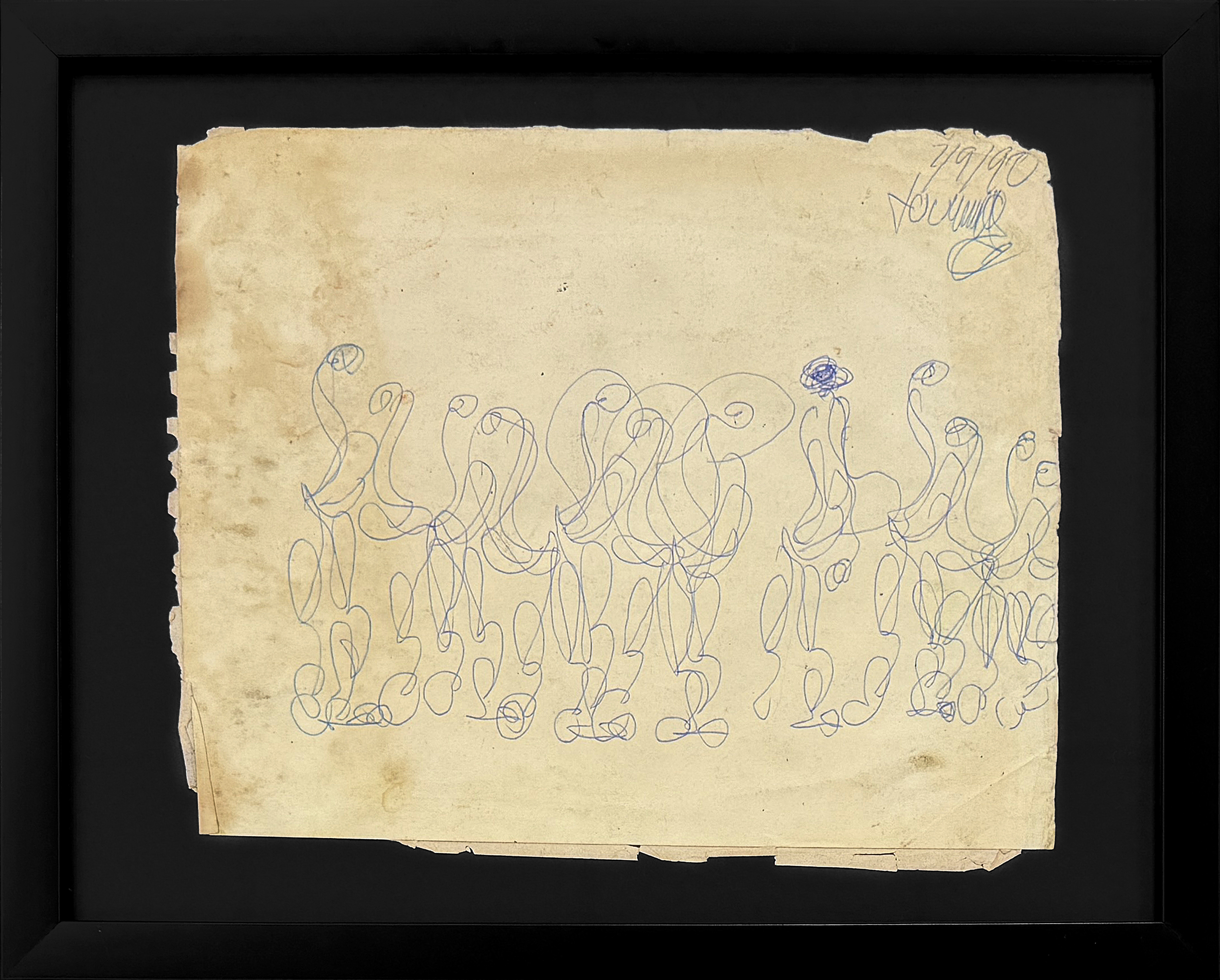 Procession of Marchers (framed original drawing on paper) by Purvis Young