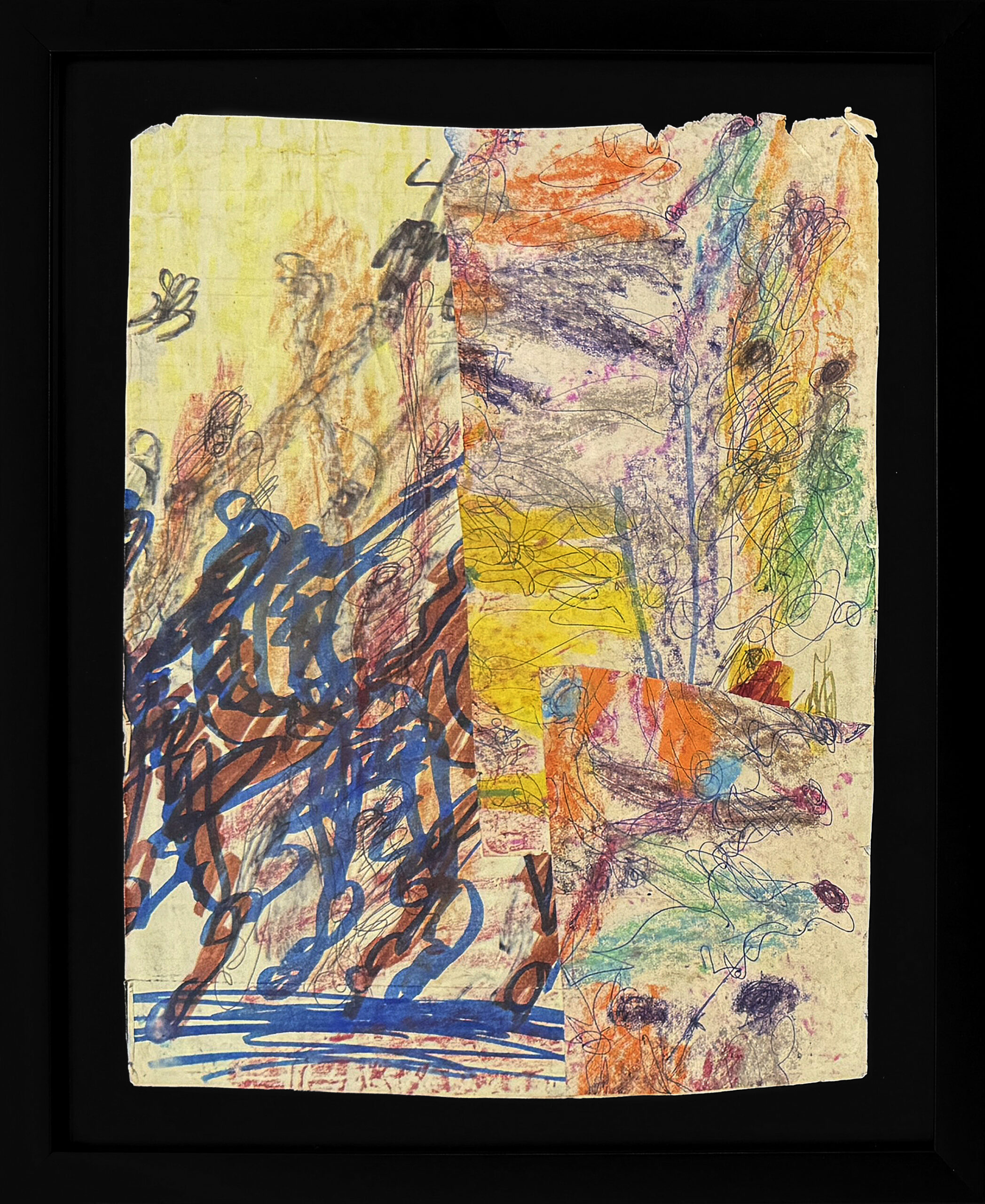 City Rhythms (framed original mixed media collage) by Purvis Young