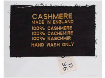 100% Cashmere, Made in England, Clothing Tag by Analia Saban at Mixografia