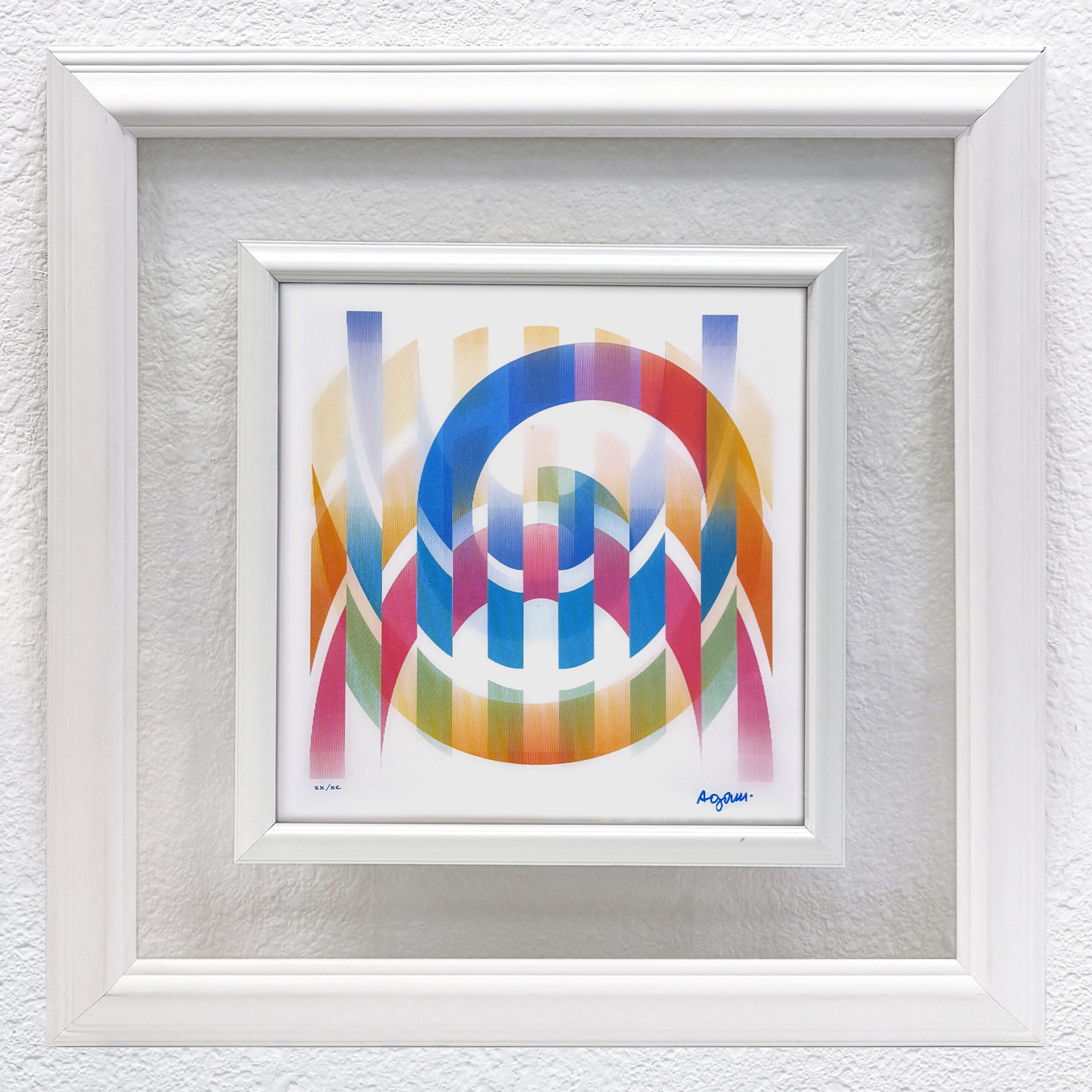 Curb 3-4 (framed, hand signed agamograph – 3D lenticular) by Yaacov Agam