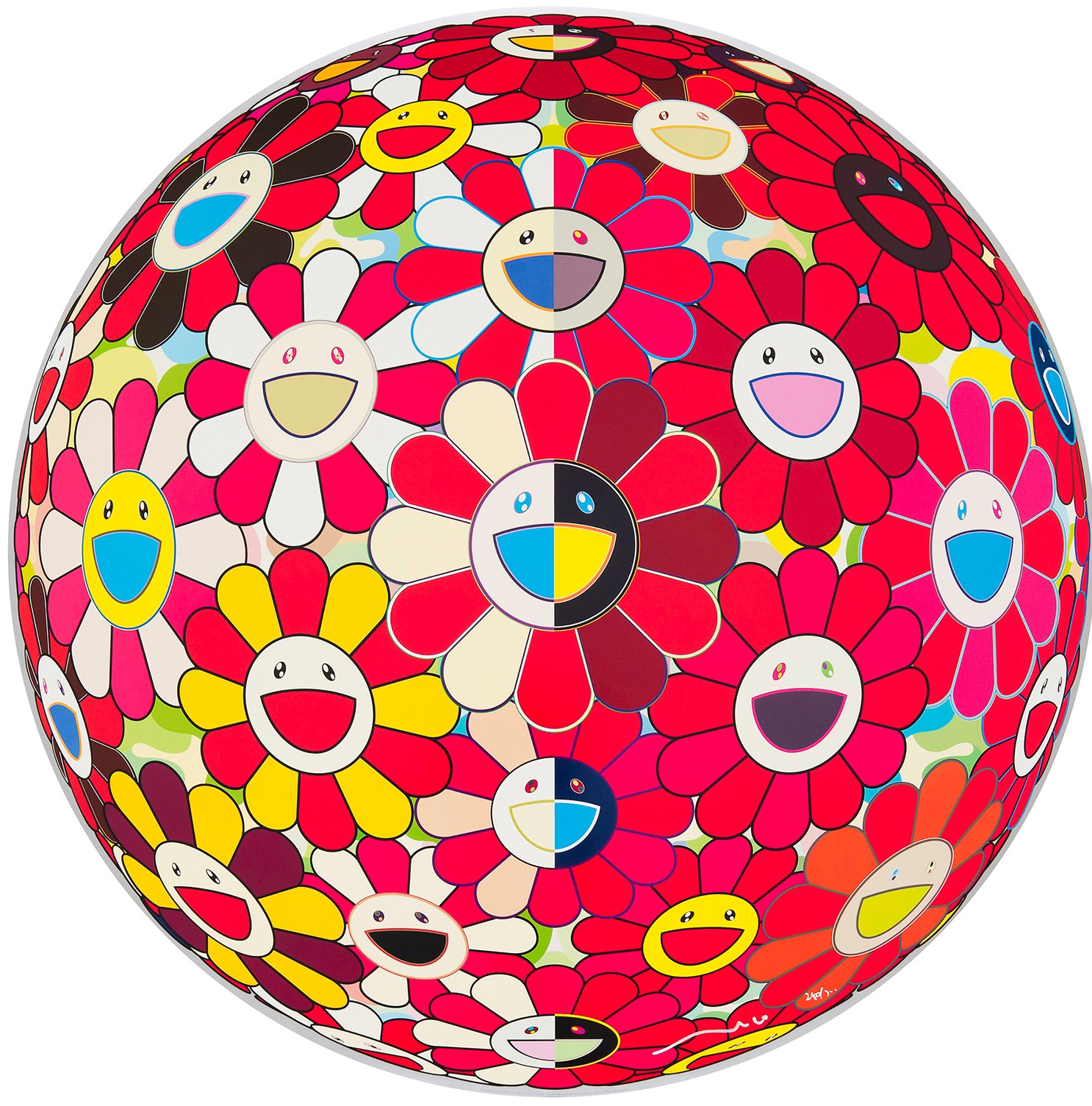 Flower Ball Red (3D) The magic flute by Takashi Murakami