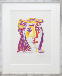 Femme au Chapeau (Portrait de Jacqueline au chapeau de paille multicolore) by Pablo Picasso at Peter Harrington Gallery