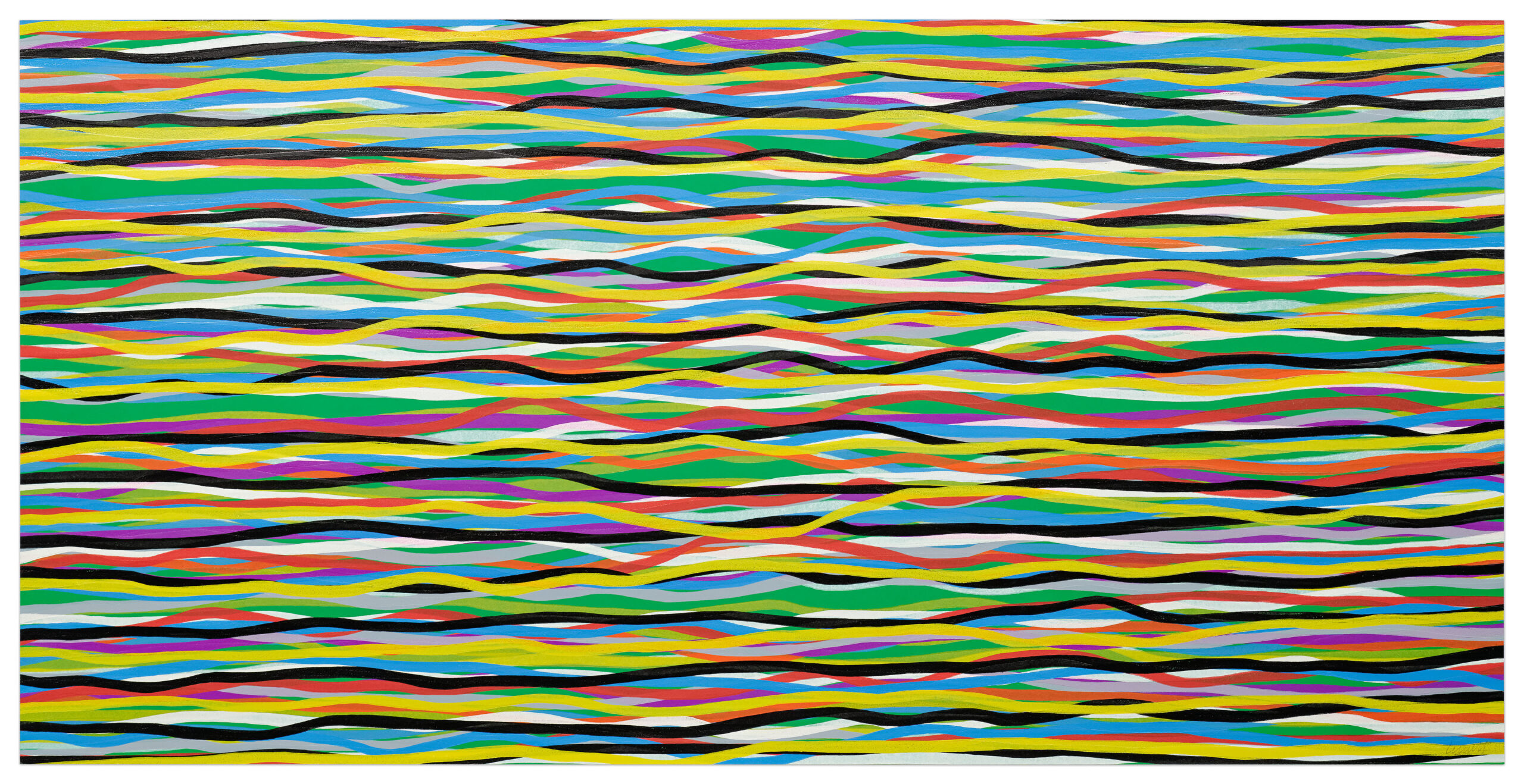 Horizontal Wavy Brushstrokes in Color by Sol LeWitt