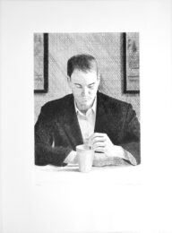 Man Stirring Coffee by Dan McCleary at Bert Green Fine Art