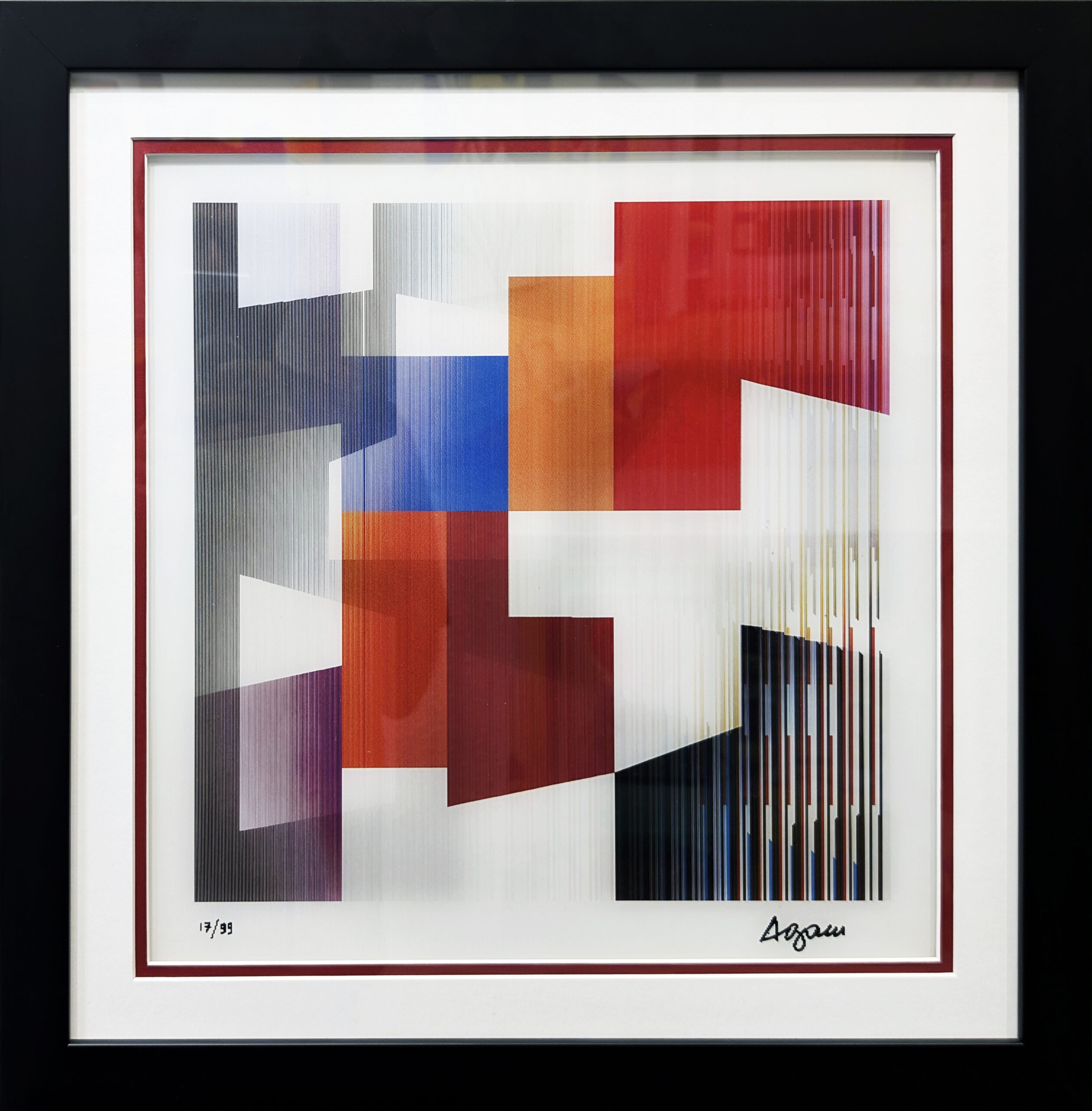 Untitled (rare framed, signed agamograph – 3D lenticular) by Yaacov Agam