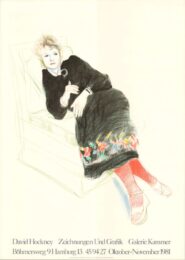 Portrait of Celia In A Black Dress With Colored Border by David Hockney at Dovehouse Contemporary