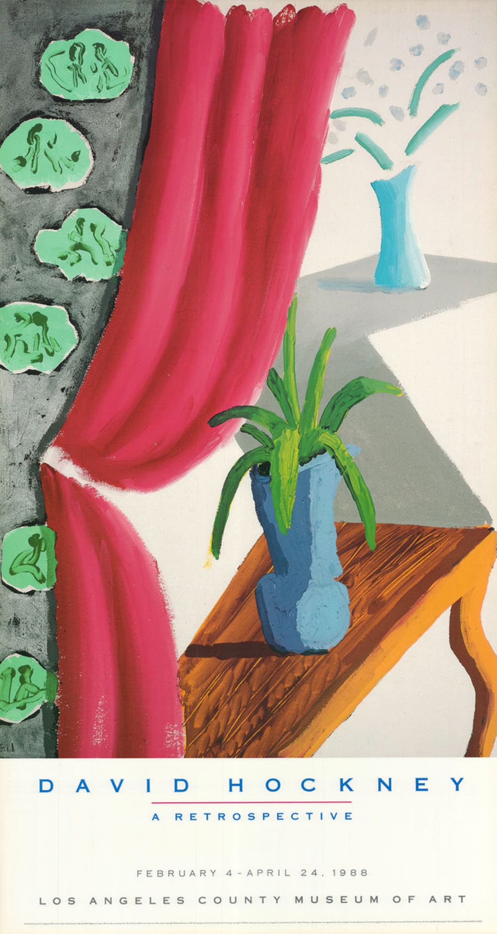 Still Life with Magenta Curtain by David Hockney