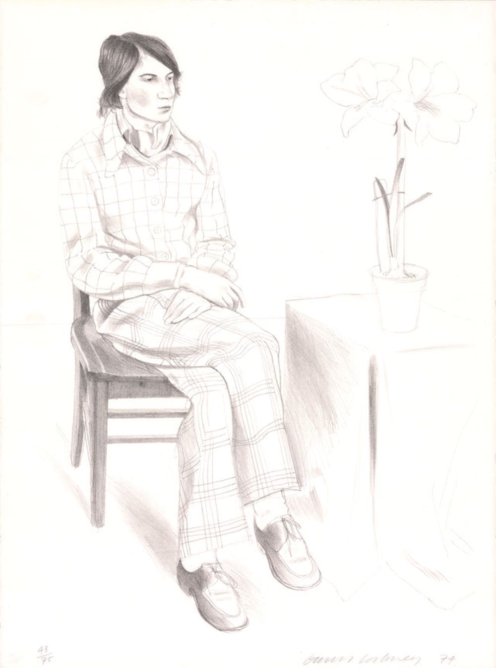 Yves Marie with Flowers, 1974 – Signed by David Hockney